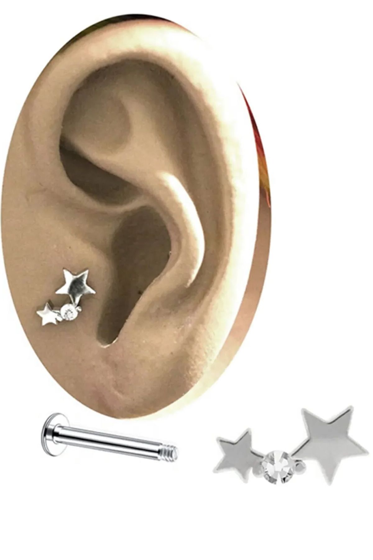 Cadının Dükkanı Zirkon Taşlı Yıldız Helix-Kıkırdak Piercing