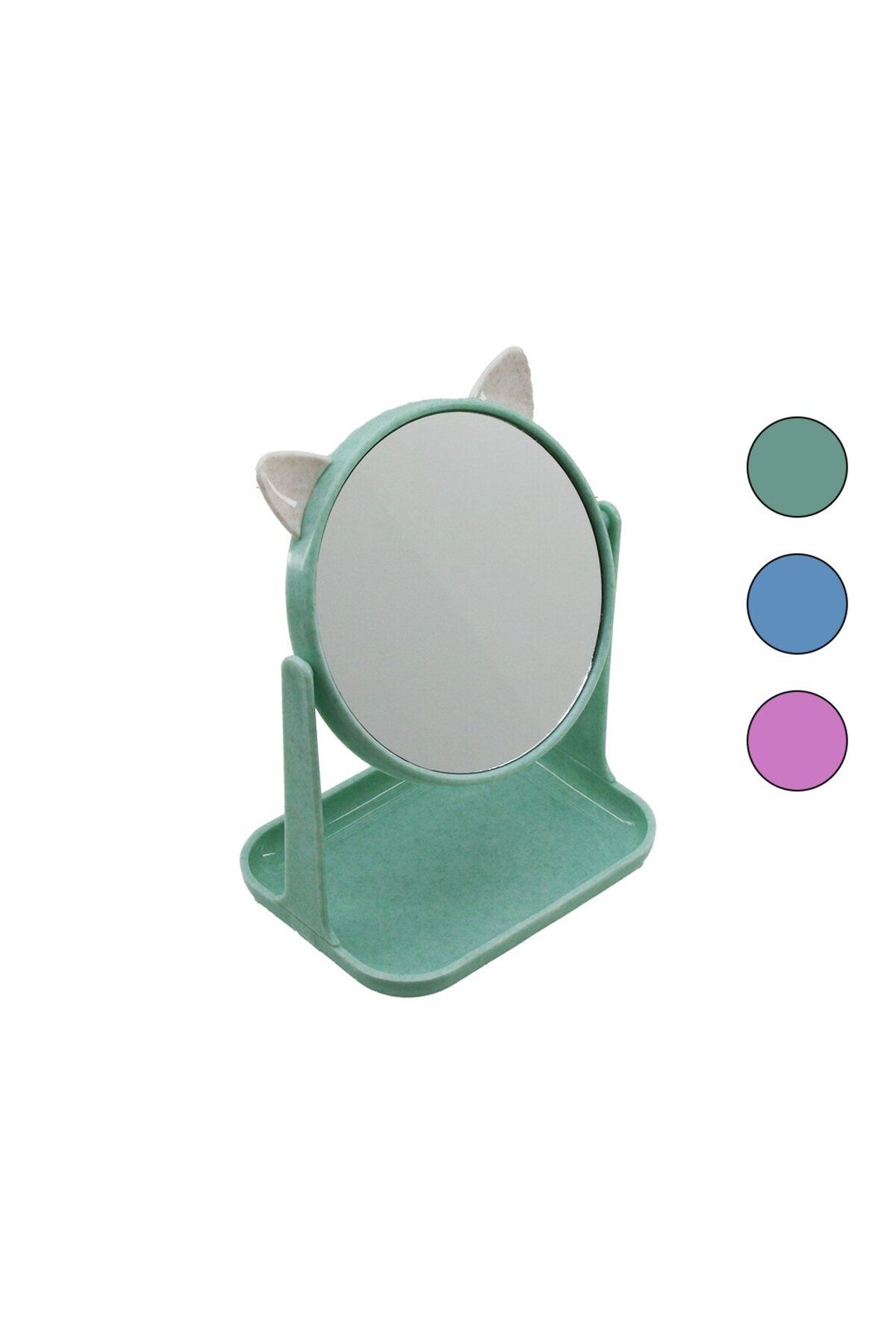 Go İthalat 6 İNÇ - 15CM YUVARLAK KULAKLI MAKYAJ AYNASI RENKLİ PLASTİK TAKILIK SEPETLİ=12X15.5CM (4401)
