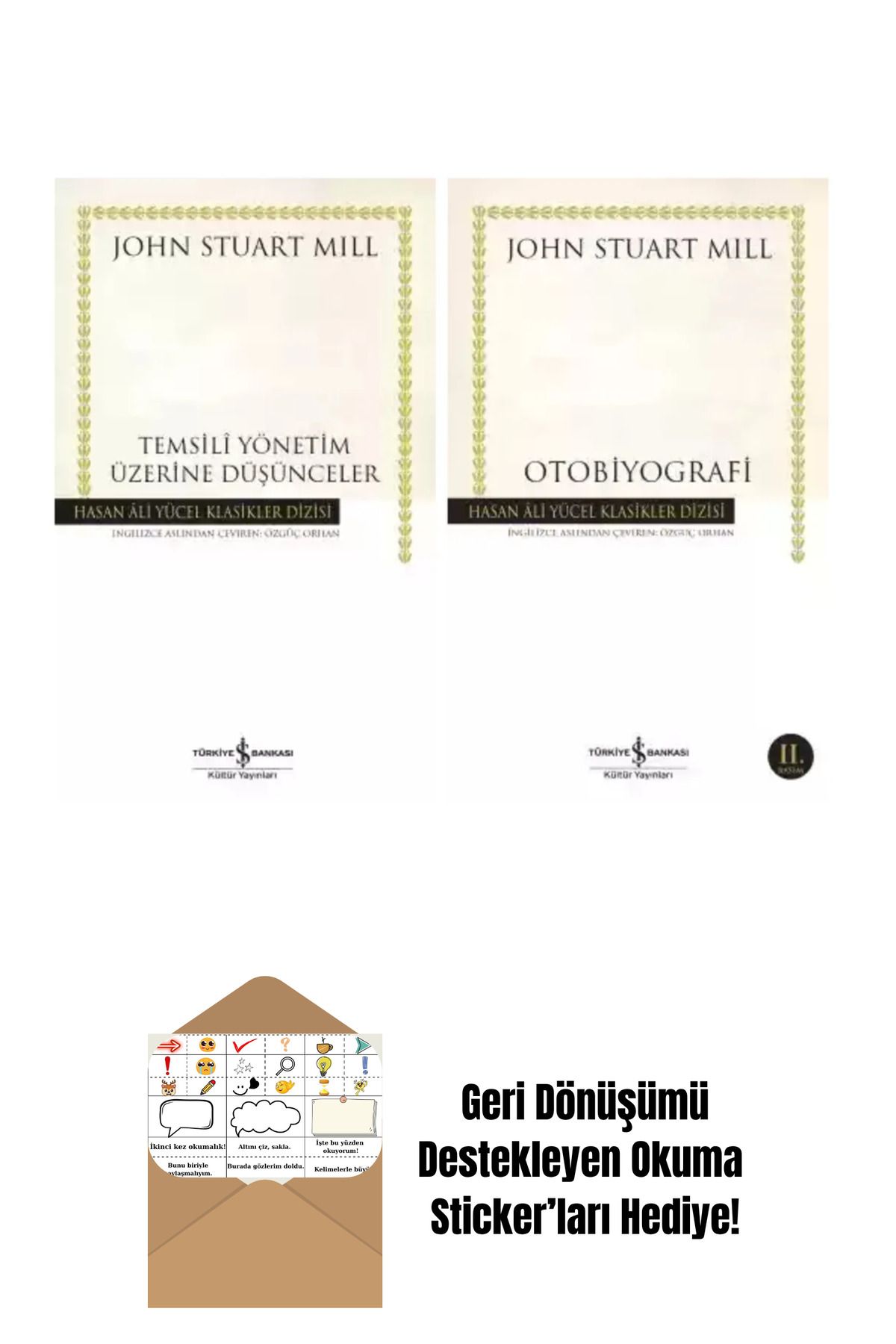 TÜRKİYE İŞ BANKASI KÜLTÜR YAYINLARI John Stuart Mill 2 Kitap Set + Okuma Sticker'ları