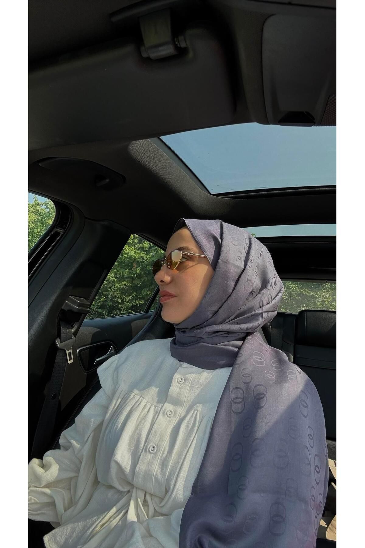 Imannoor İmannoor Zincir Desen Pamuk İpek Şal Antrasit