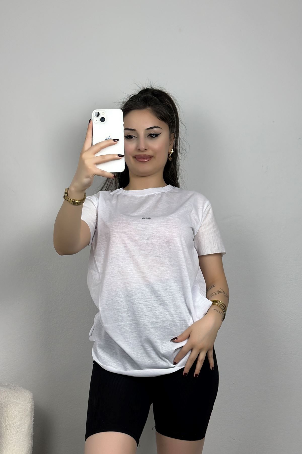Fashi10 İnce Suprem Pis Dikiş Tişört Beyaz