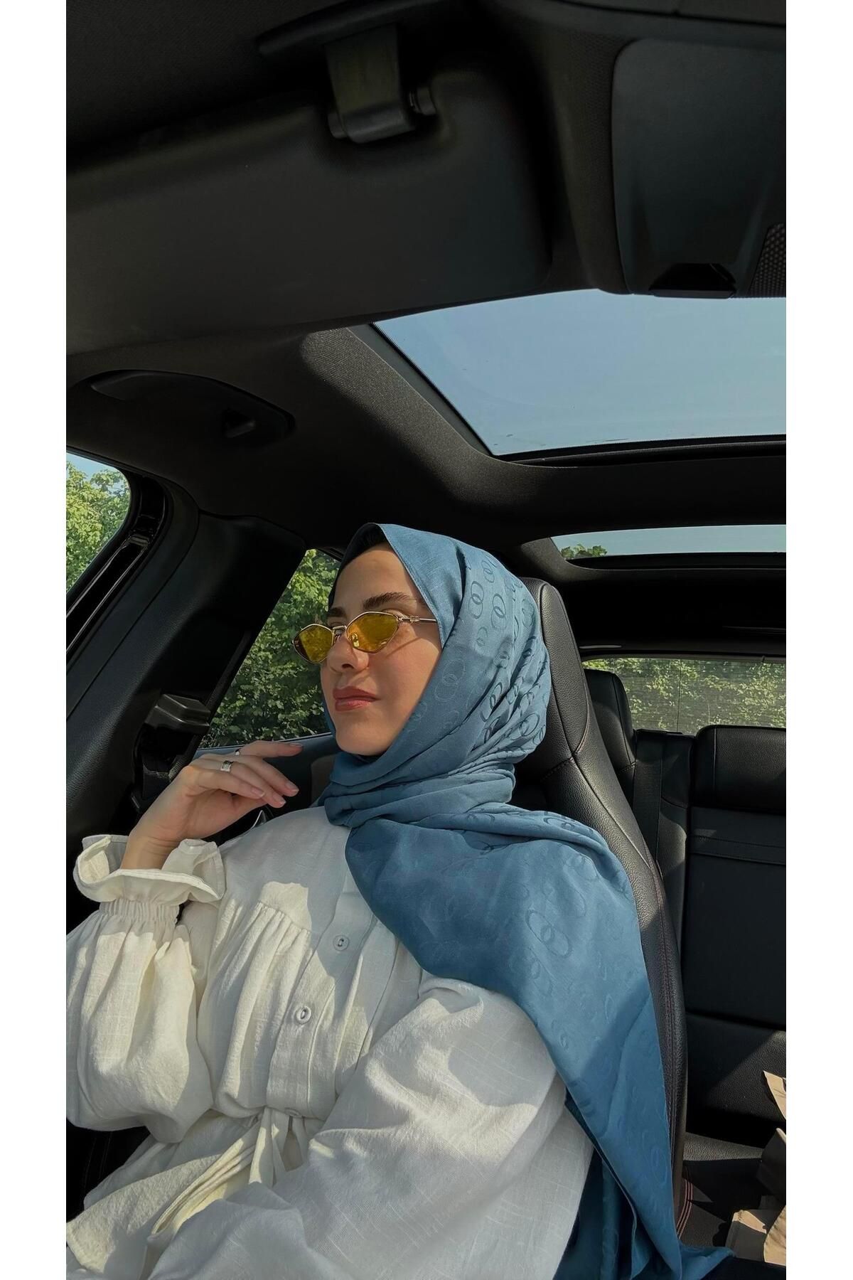 Imannoor İmannoor Zincir Desen Pamuk İpek Şal Petrol