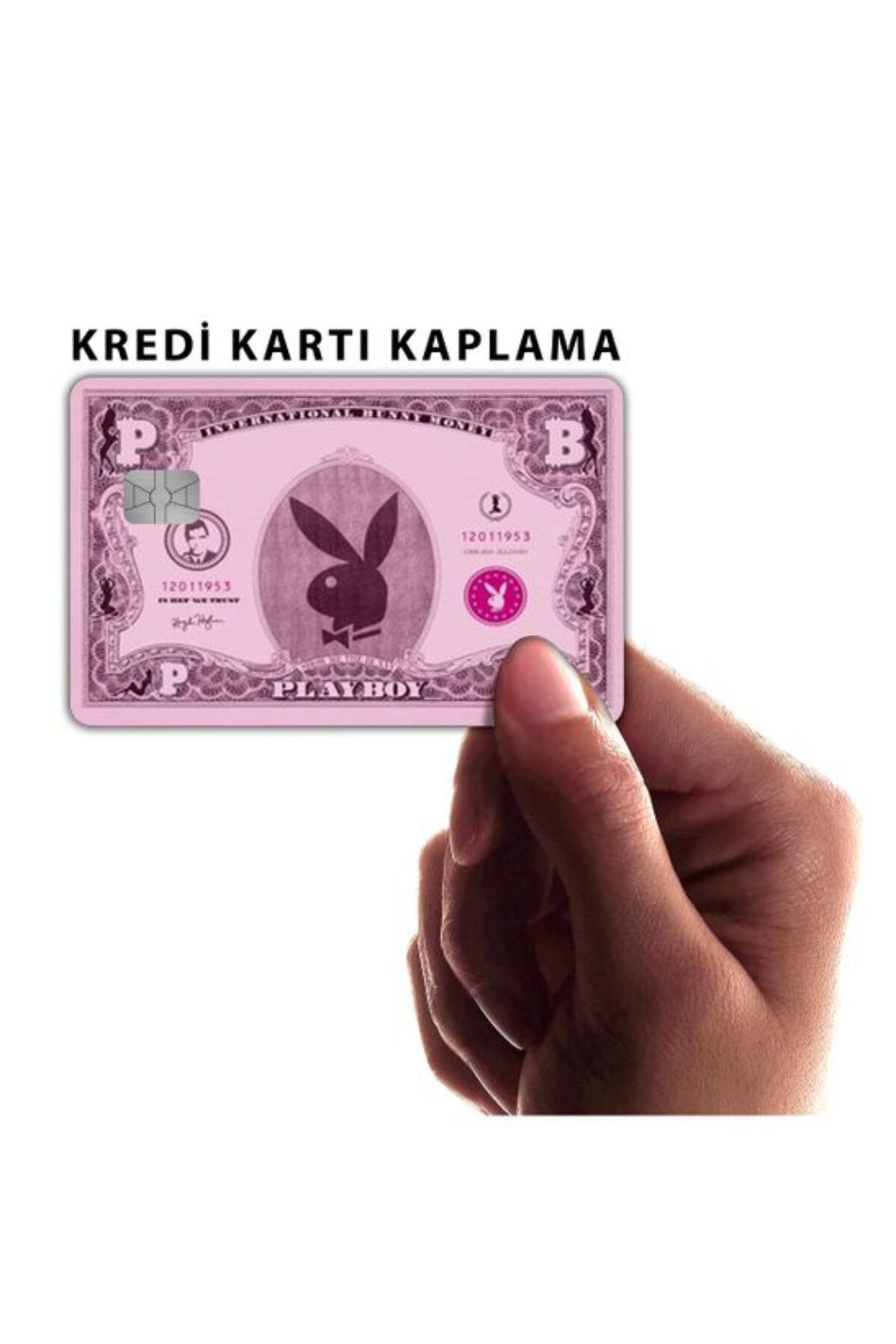 hediyenebak Pembe Playboy Tavşan - Papara, Tosla, Otobüs Kart Kaplama Stickeri Kredi Kartı Için
