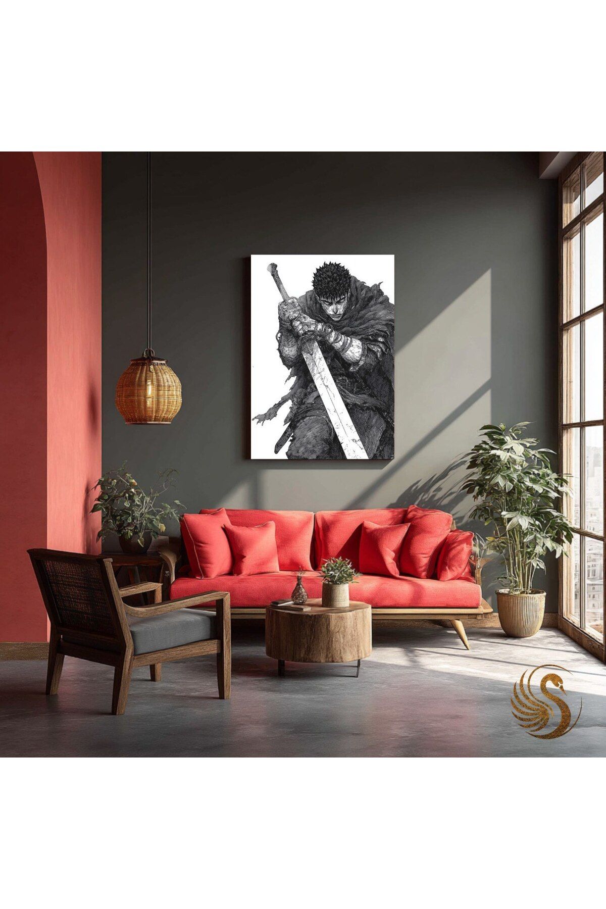Lora Loom Anime Metal Poster – Guts | Berserk Temalı Duvar Dekoru, Karanlık Manga, Otaku Hediyesi