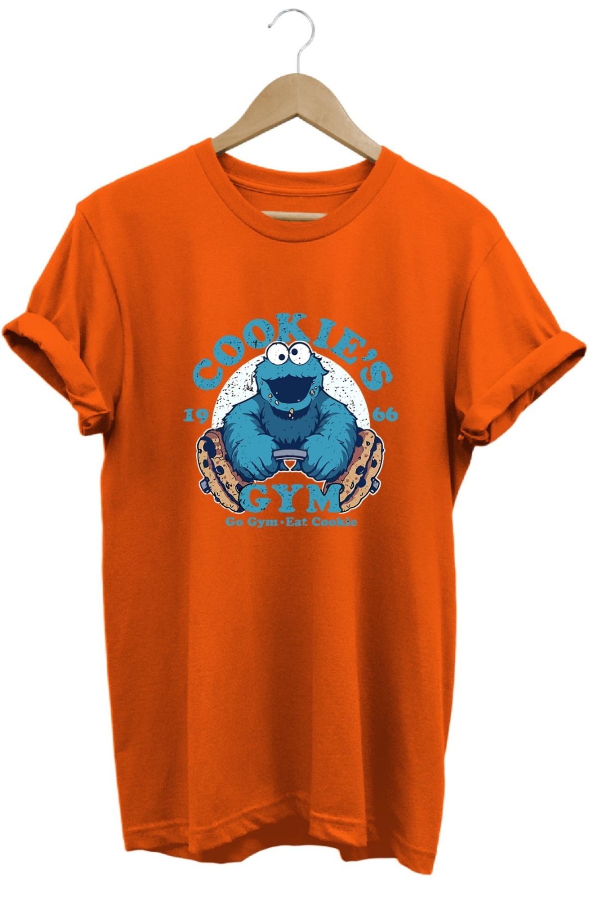 hobidünyam- Cookie's Gym Kurabiye Canavarı Baskılı %100 Pamuk T-shirt Regular Beden Tişört