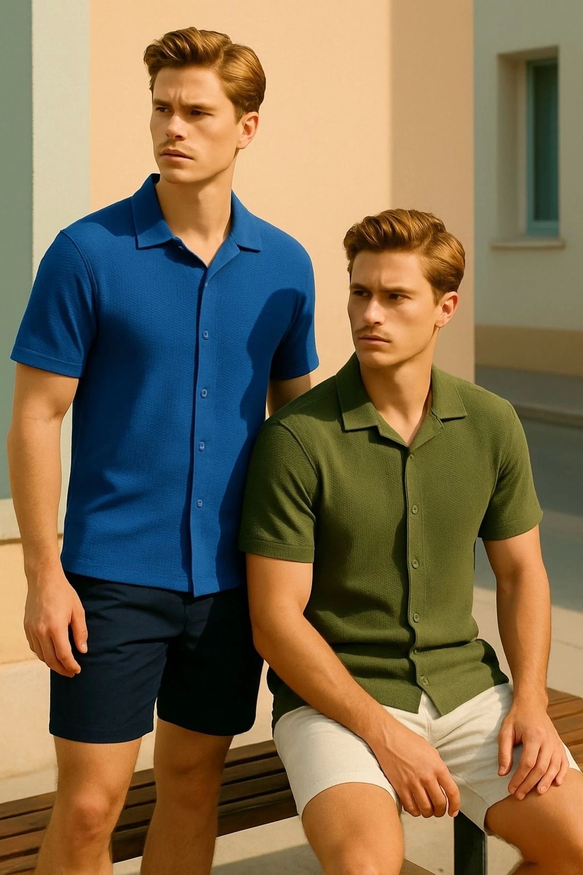 Store Yeni Sezon Slim Fit Kısa Kollu Erkek Gömlek 2'li Paket