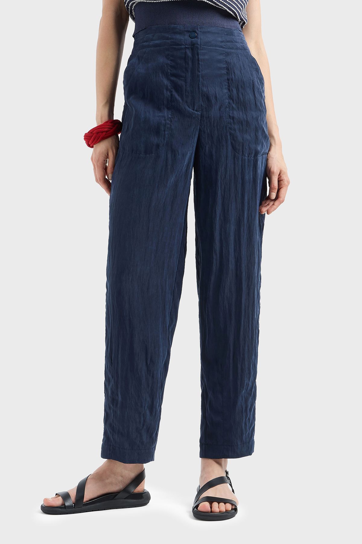 Emporio Armani Relaxed Fit Yüksek Bel Düz Paça Cupra Pantolon PANTOLON EW000654 AF12644 UB097