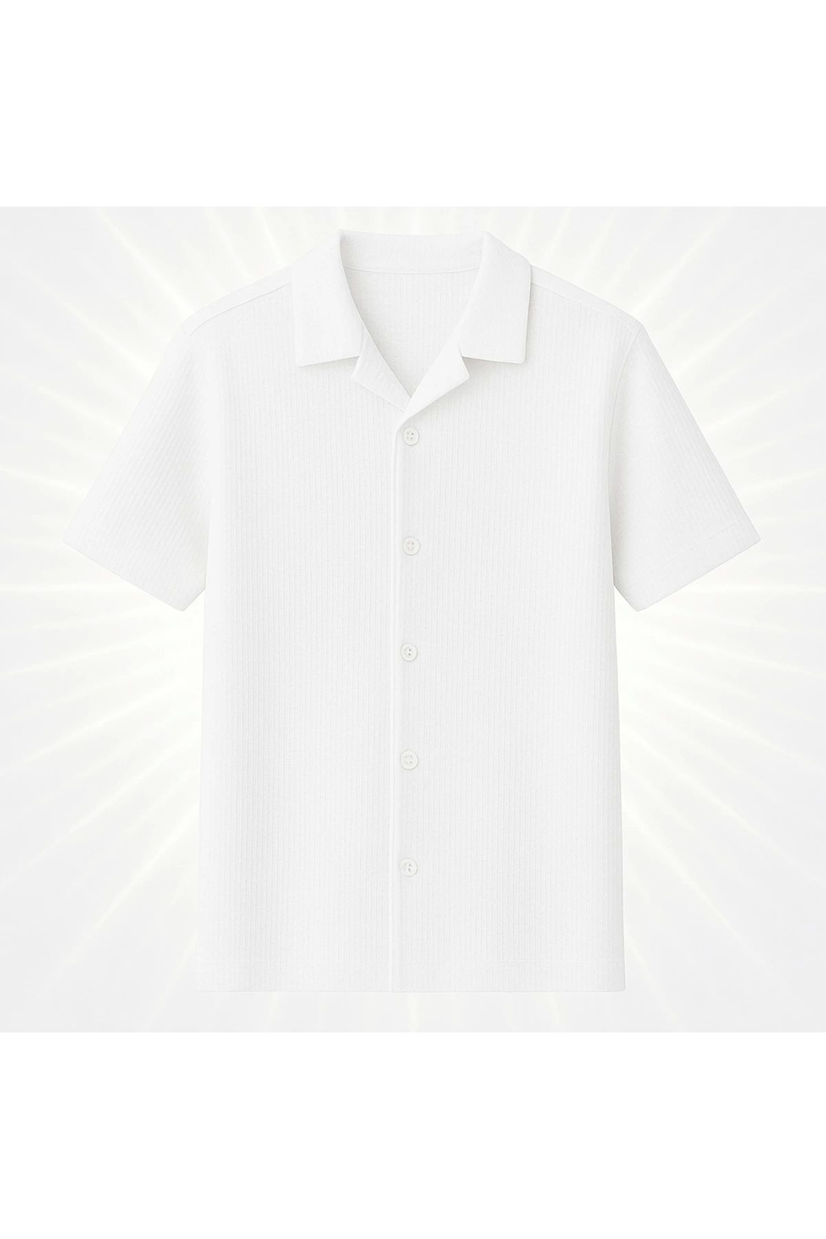 Store Waffle Desenli Slim Fit Erkek Çocuk Kısa Kollu Gömlek