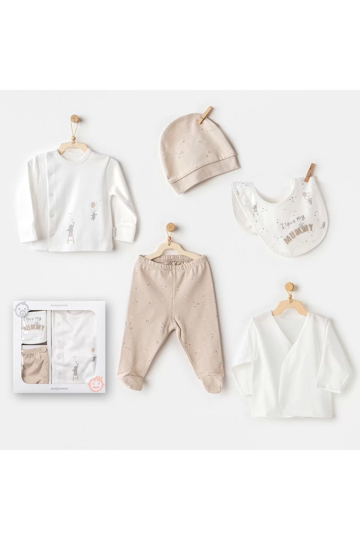 Haye Collection 5060 Happy Everyday 5li Yenidoğan Hastane Çıkışı Beige