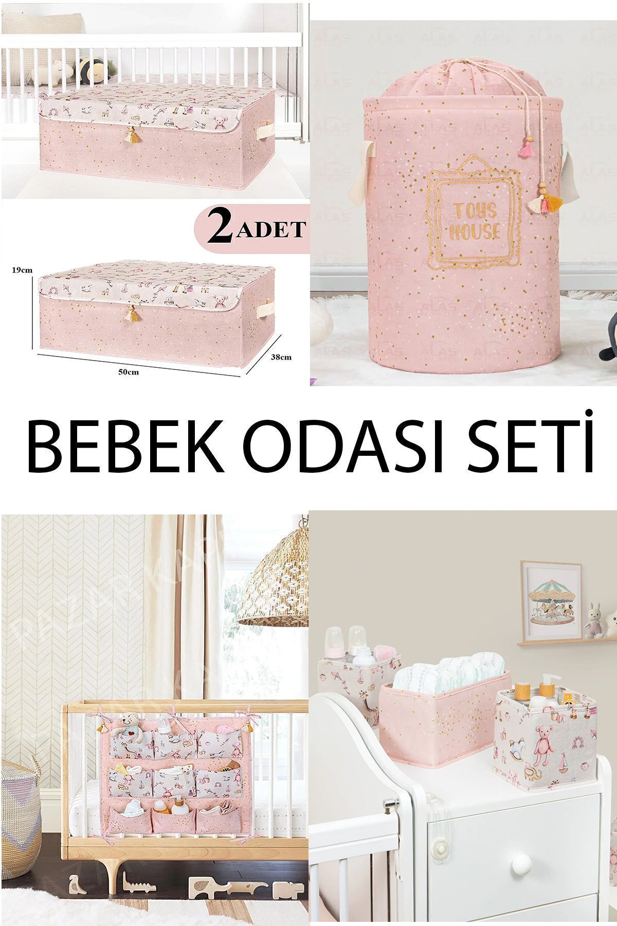 AboutThePerfect Sevimli Bebek Odası Seti, 7 Parça, 4 Adet, Pembe Renkli, Rahat ve Şık Tasarım