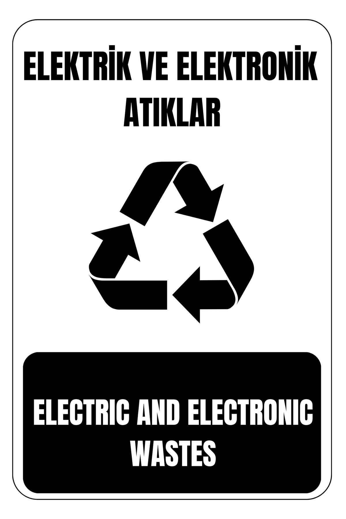 Girl Power 35 x 50 Elektrik ve Elektronik Atıklar Folyo Baskı Sticker Uyarı Levhası