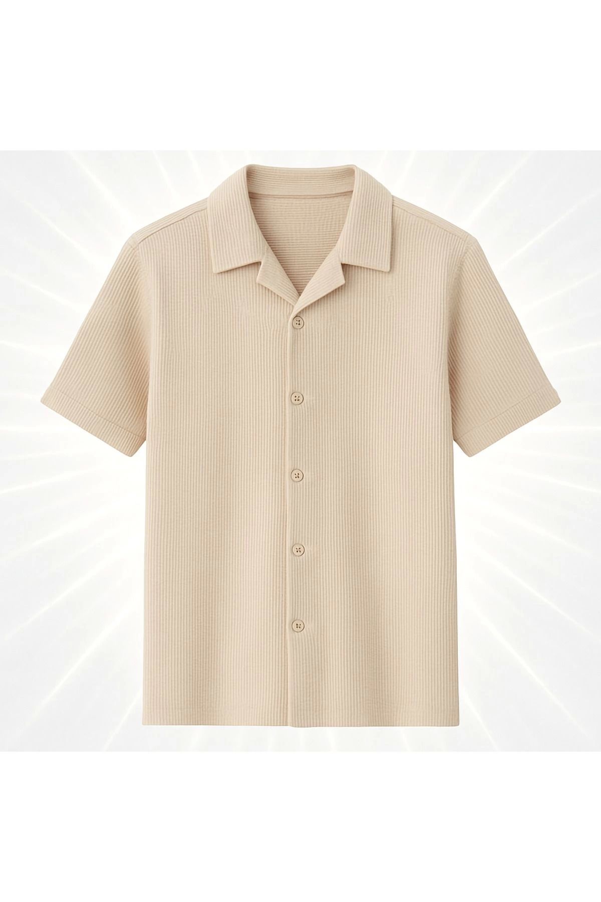 Store Waffle Desenli Slim Fit Erkek Çocuk Kısa Kollu Gömlek