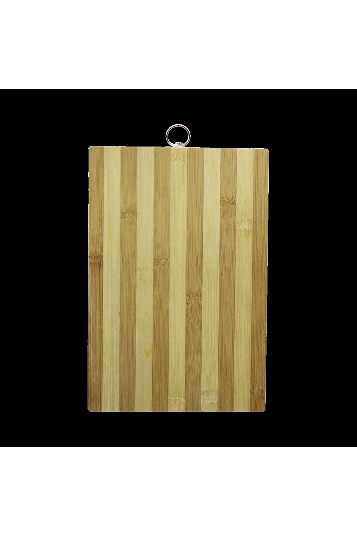 HAZEGO Ahşap 20x30cm Beyaz Çizgili Bambu Kesim Panosu Metal Kulplu
