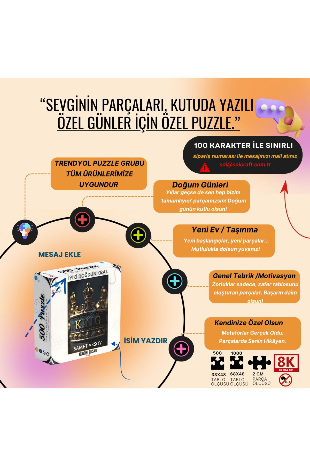 Soi Craft Puzzle Kutusuna isim yazdırma kişiye özel