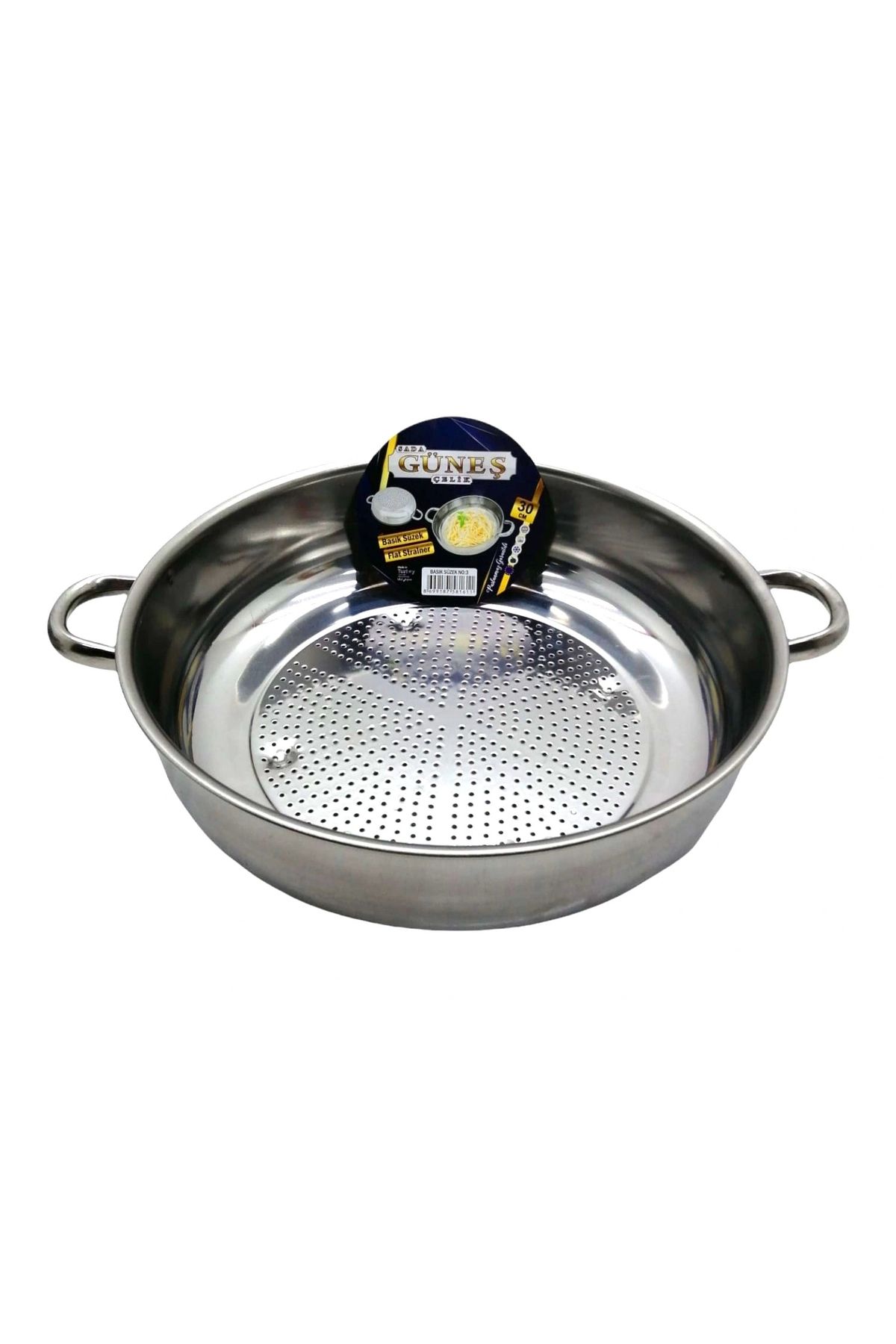 HAZEGO No-3 - 30cm Basık Süzek Metal Süzgeç