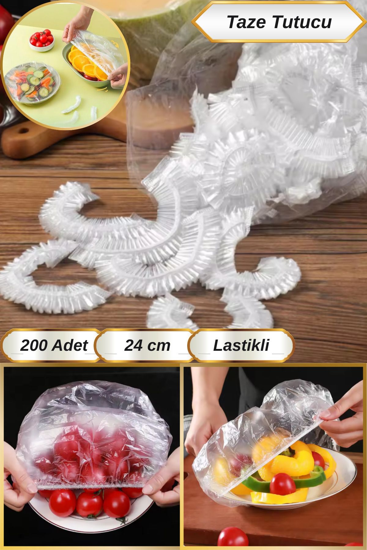 Hane Dostu 200 Adet 24 Cm Tencere Tabak Yemek Bonesi | Taze Tutucu Gıda Bonesi