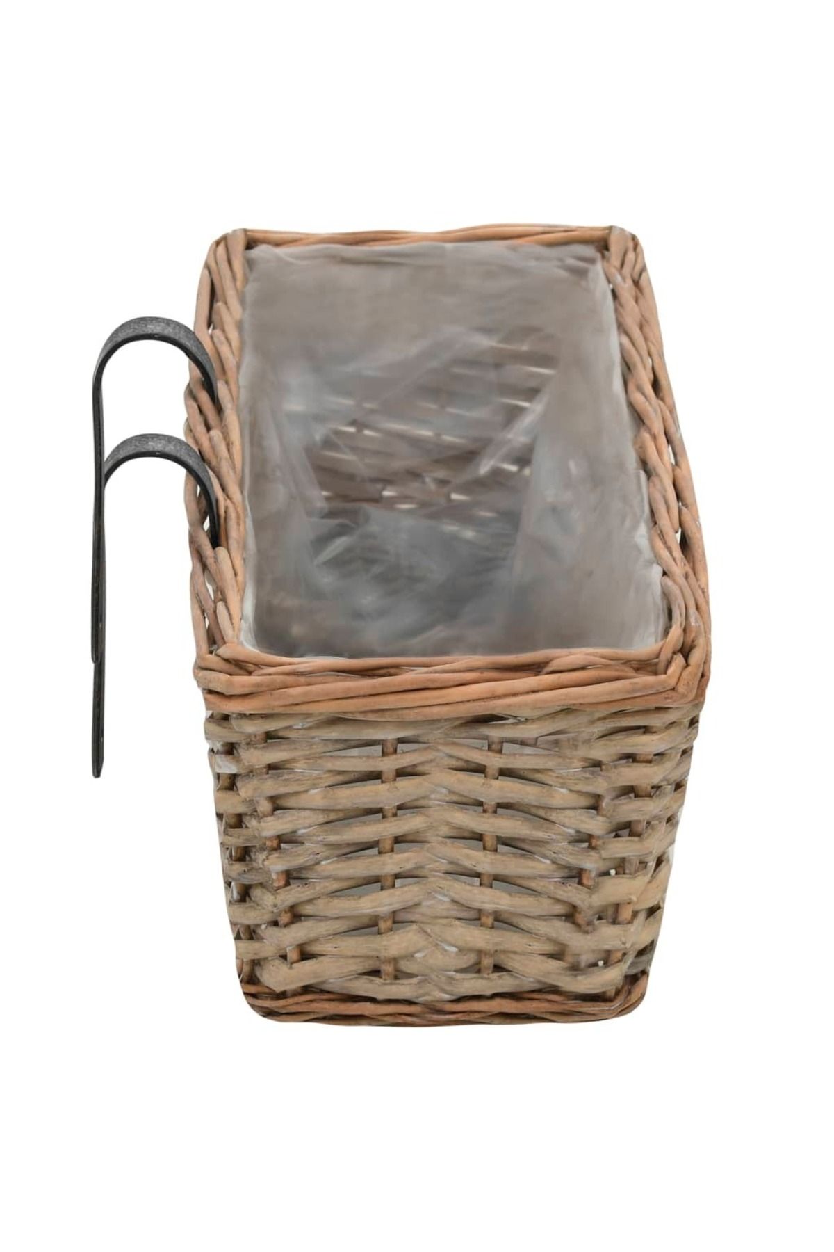 vidaxl-Balcony Planter 2 pcs Wicker with PE Lining 80 cm 5