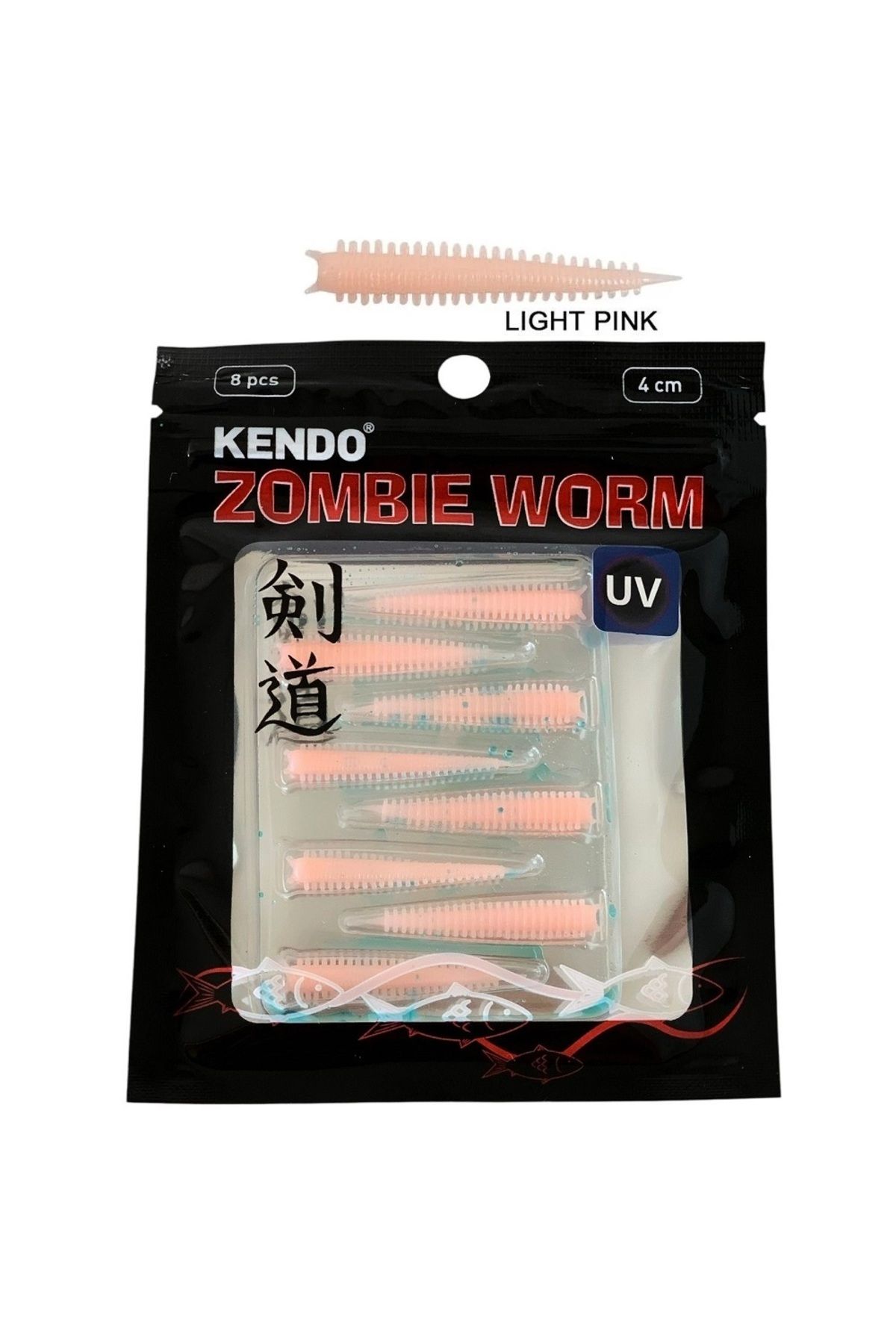Kendo Zombie Worm Lrf Silikonu 4cm (8'li Paket) Yaban Mersini Kokulu İğnesiz Light Pink