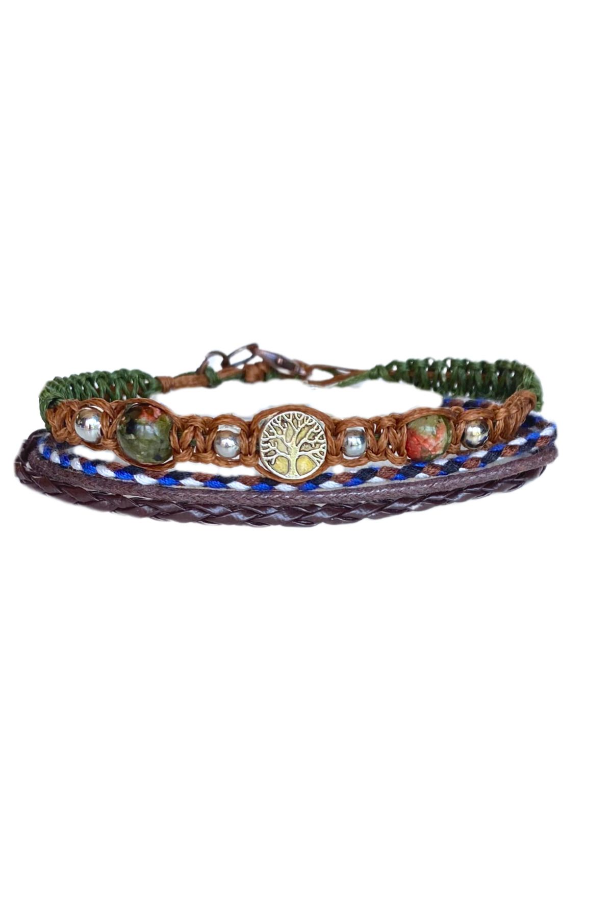 She Sells Aura Threads Doğal Taşlı Unisex Bileklik Seti Hayat Ağacı Detaylı