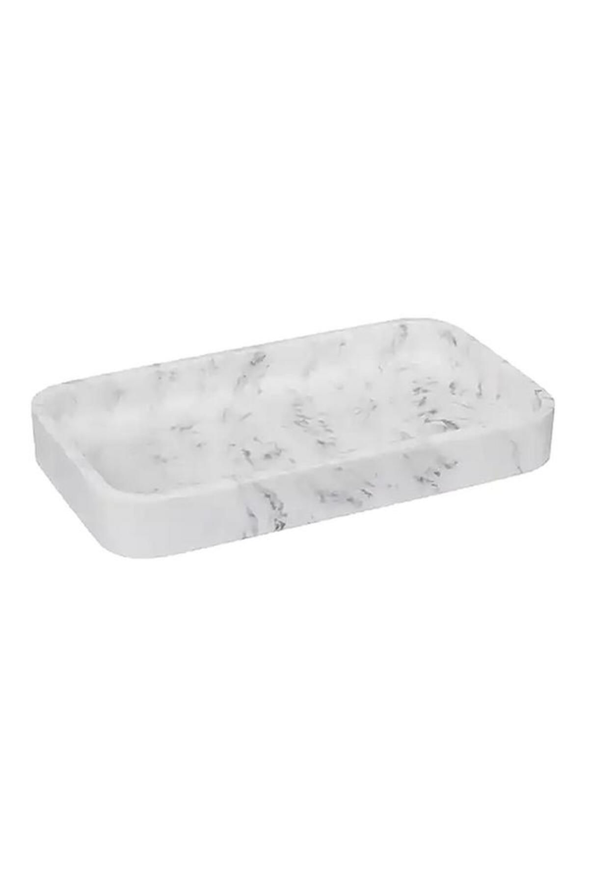 Generic-طبق صابون مستطيل الشكل بتصميم رخامي من فايف سيمبلي سمارت، أبيض، 174793 1