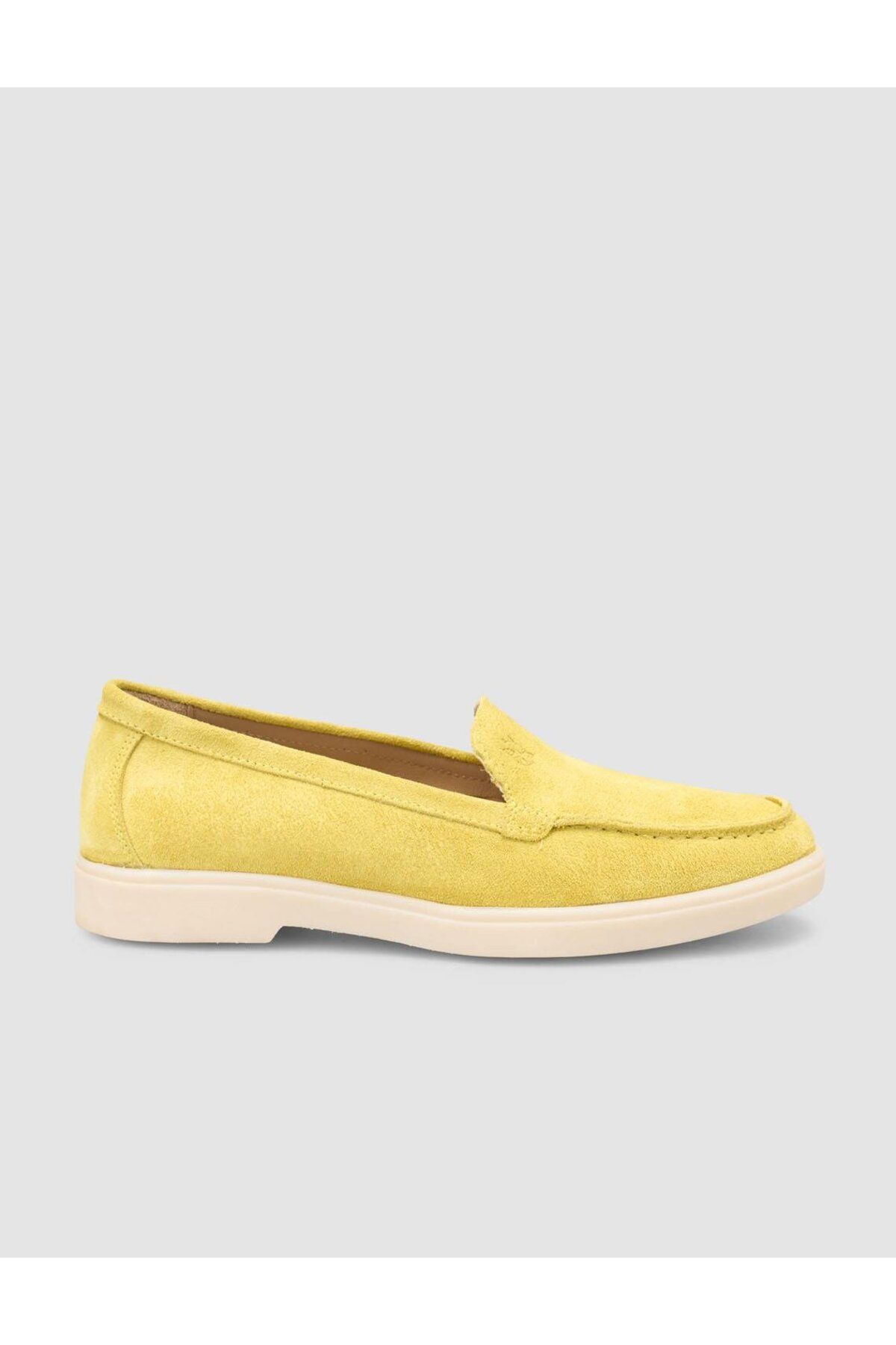 Mona Mae %100 Hakiki Deri Sarı Süet Kadın Loafer
