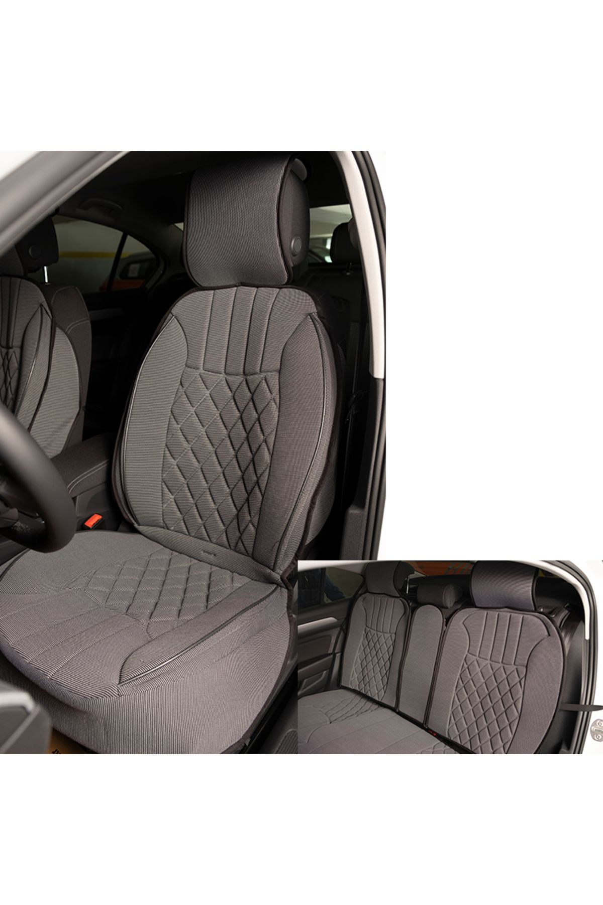 autogoodstore SsanYoung Musso Grand Uyumlu Lüx Oto Koltuk Minderi Ön Arka 5'li Set Elegance Gri