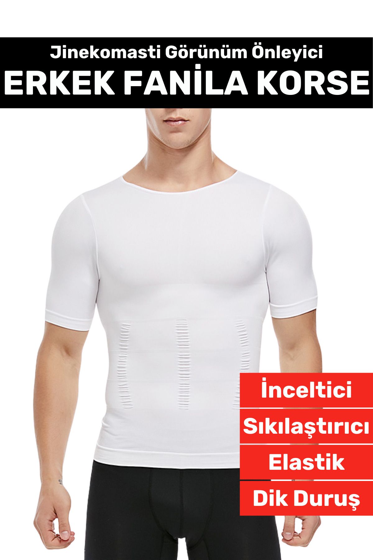 AboutThePerfect Erkek Elastik Toparlayıcı Göbek Sıkılaştırıcı Dik Duruş Fanila