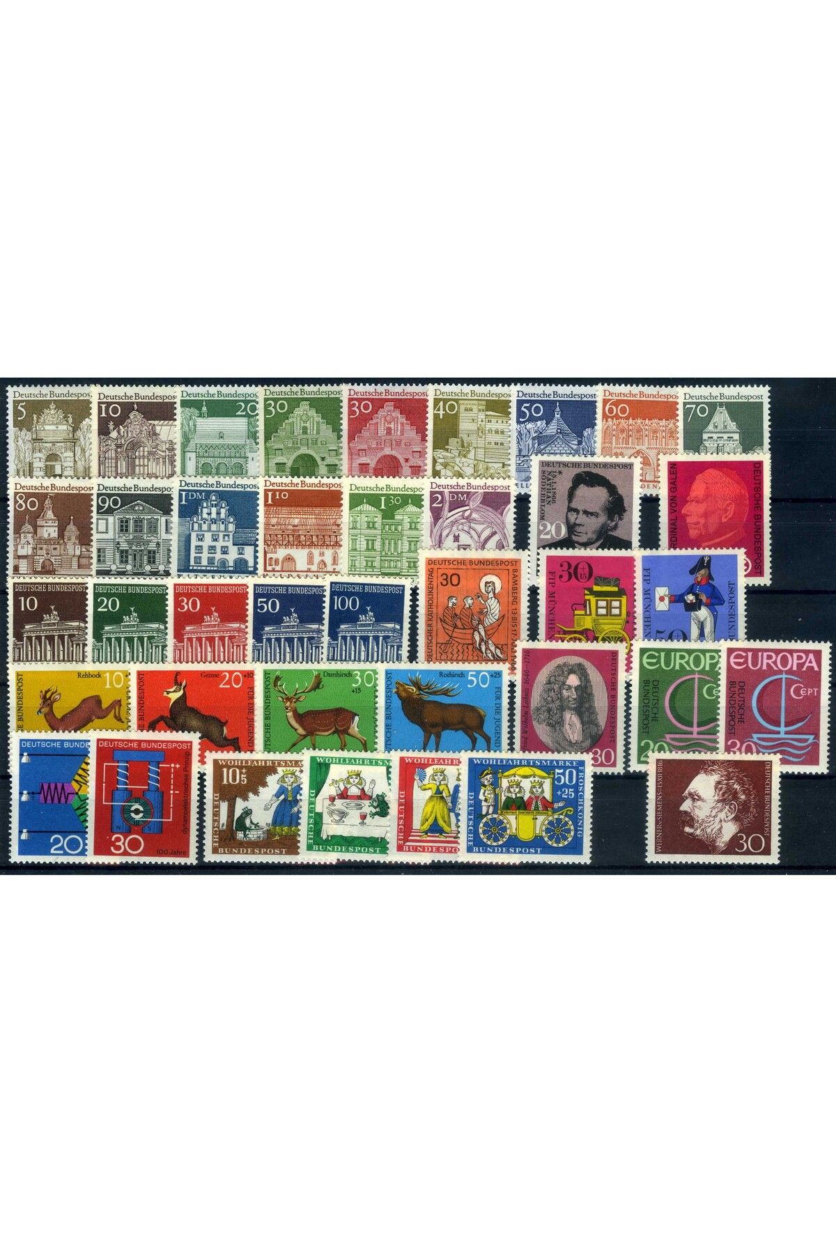 Jupiter Stamps Koleksiyon Pulları,1966 ALMANYA Yıl Seti,Damgasız,Konsept Hediyelik,Hobiler,ASB-771881661
