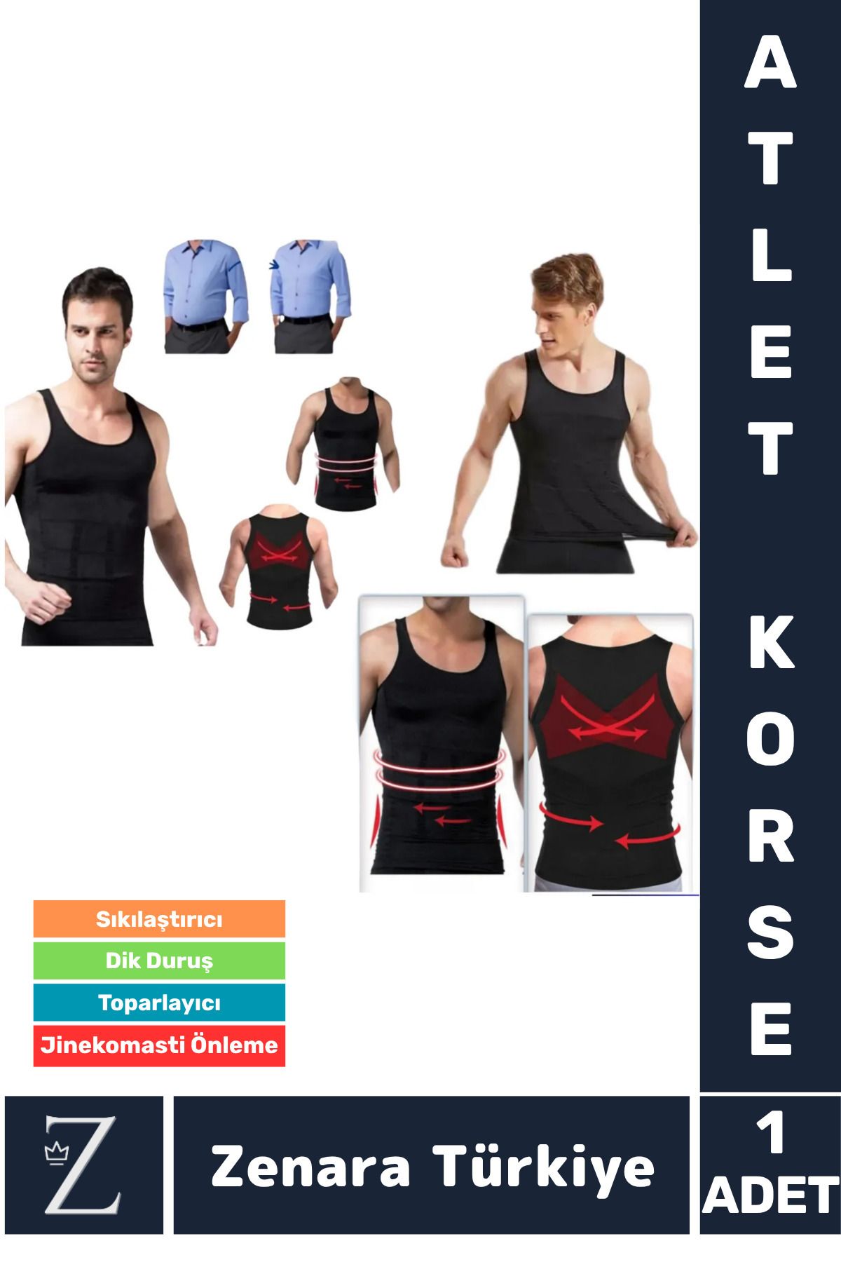 AboutThePerfect Siyah Erkek Atlet Korse, Esnek, Dik Duruş ve Göbek Toparlayıcı, Konforlu ve Sıkı
