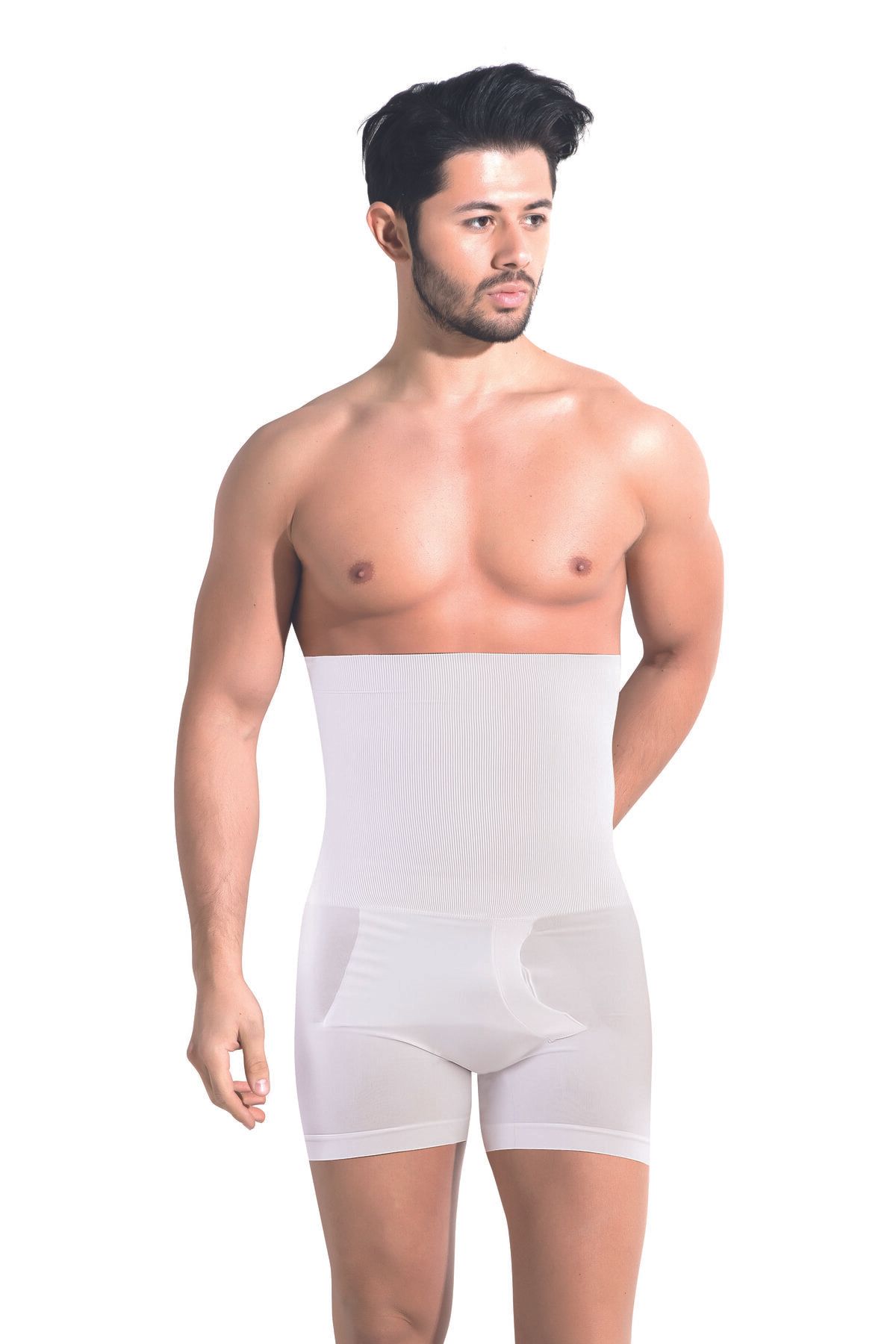 AboutThePerfect Dikişsiz Yüksek Bel Erkek Boxer Korse Beyaz, rahat ve şık tasarım