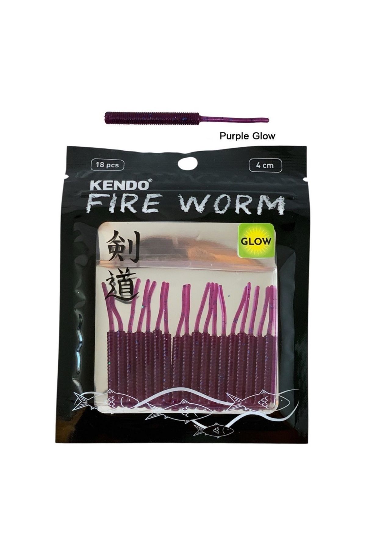 Kendo Fire Worm Lrf Silikonu 5cm (18'li Paket) Karides Kokulu Purple Glow