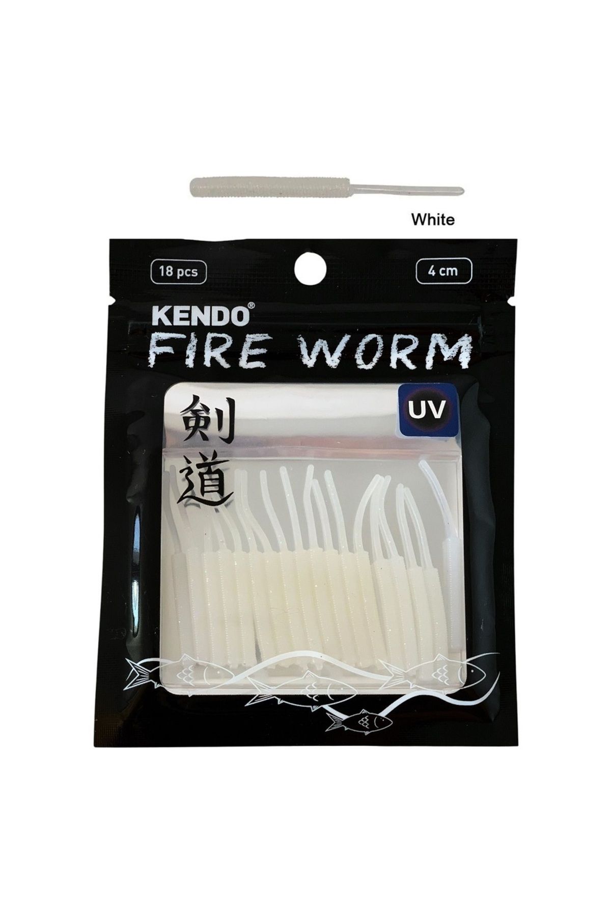 Kendo Fire Worm Lrf Silikonu 5cm (18'li Paket) Karides Kokulu White