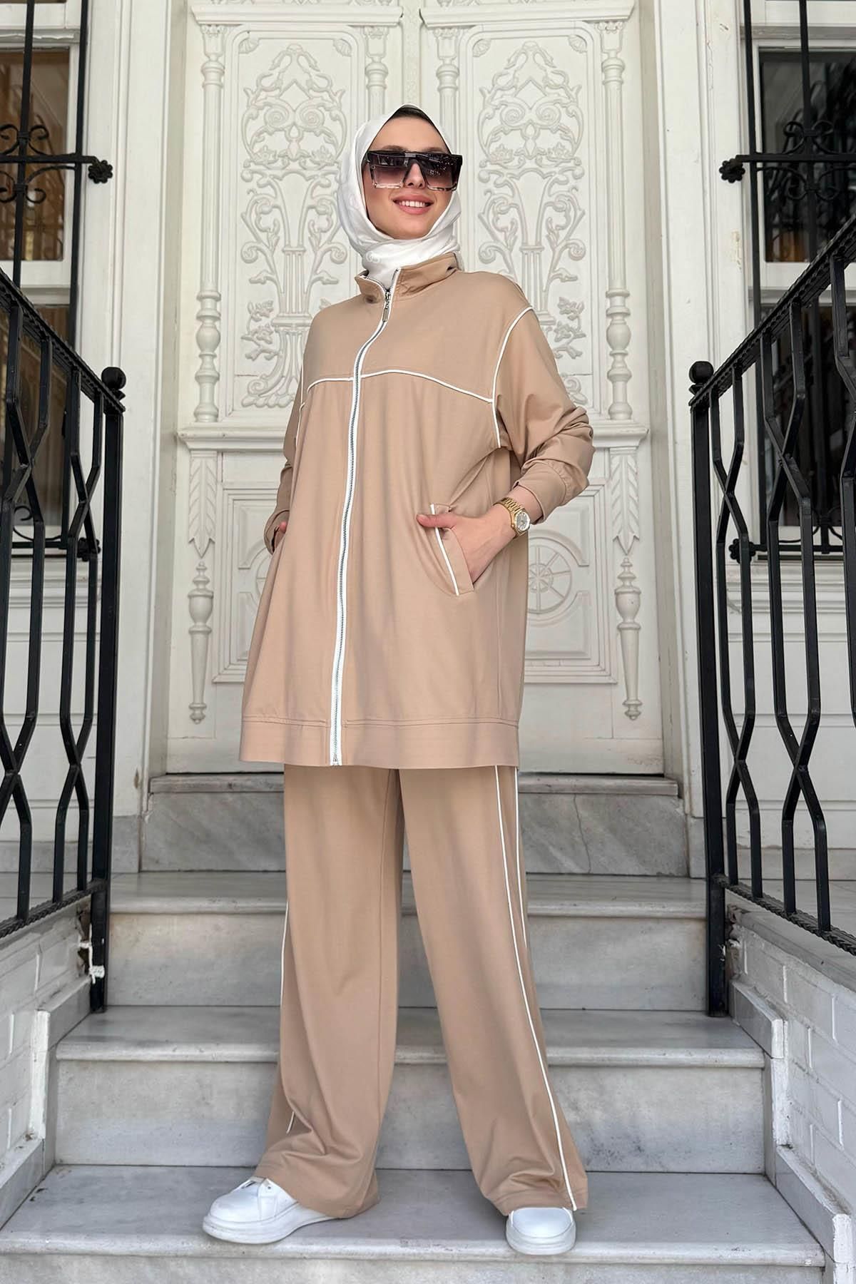 Nurcan Çetin Bambu Pantolonlu Takım 25423 Bej