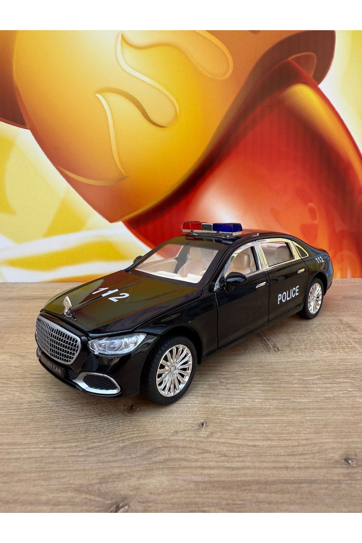 scntoys Mercedes Benz Maybach S680 Polis Diecast 1:24 Büyük Boy Metal Araba Işıklı Sesli Kapı Bagaj Açılır