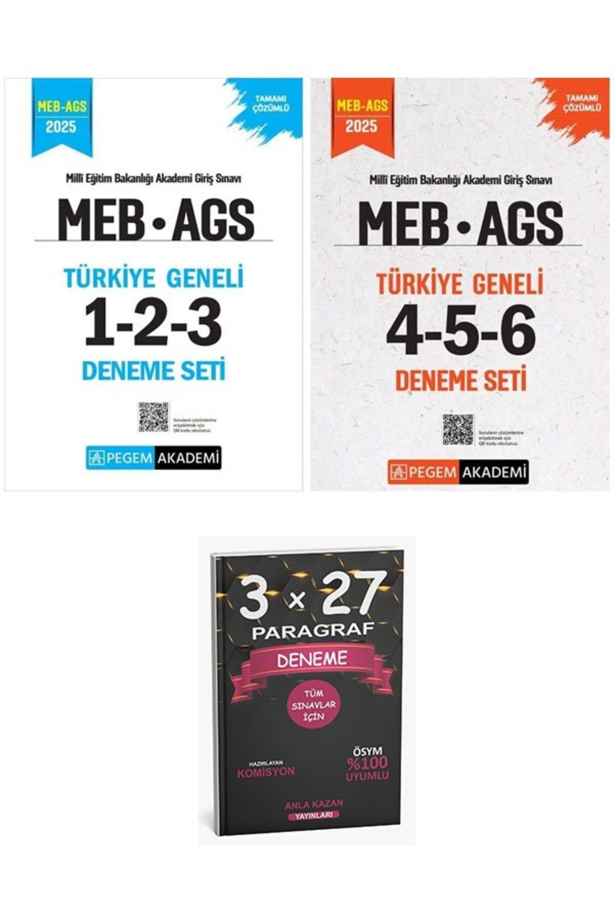 Anla Kazan Yayınları Pegem 2025 MEB-AGS Türkiye Geneli 6 Deneme 2 li Set (1-2-3-4-5-6)+AnlaKAzan PAragraf