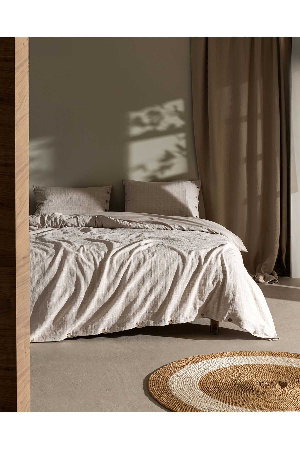 Madame Coco Lumiere King Size %100 Pamuk Armürlü Nevresim Takımı - Bej