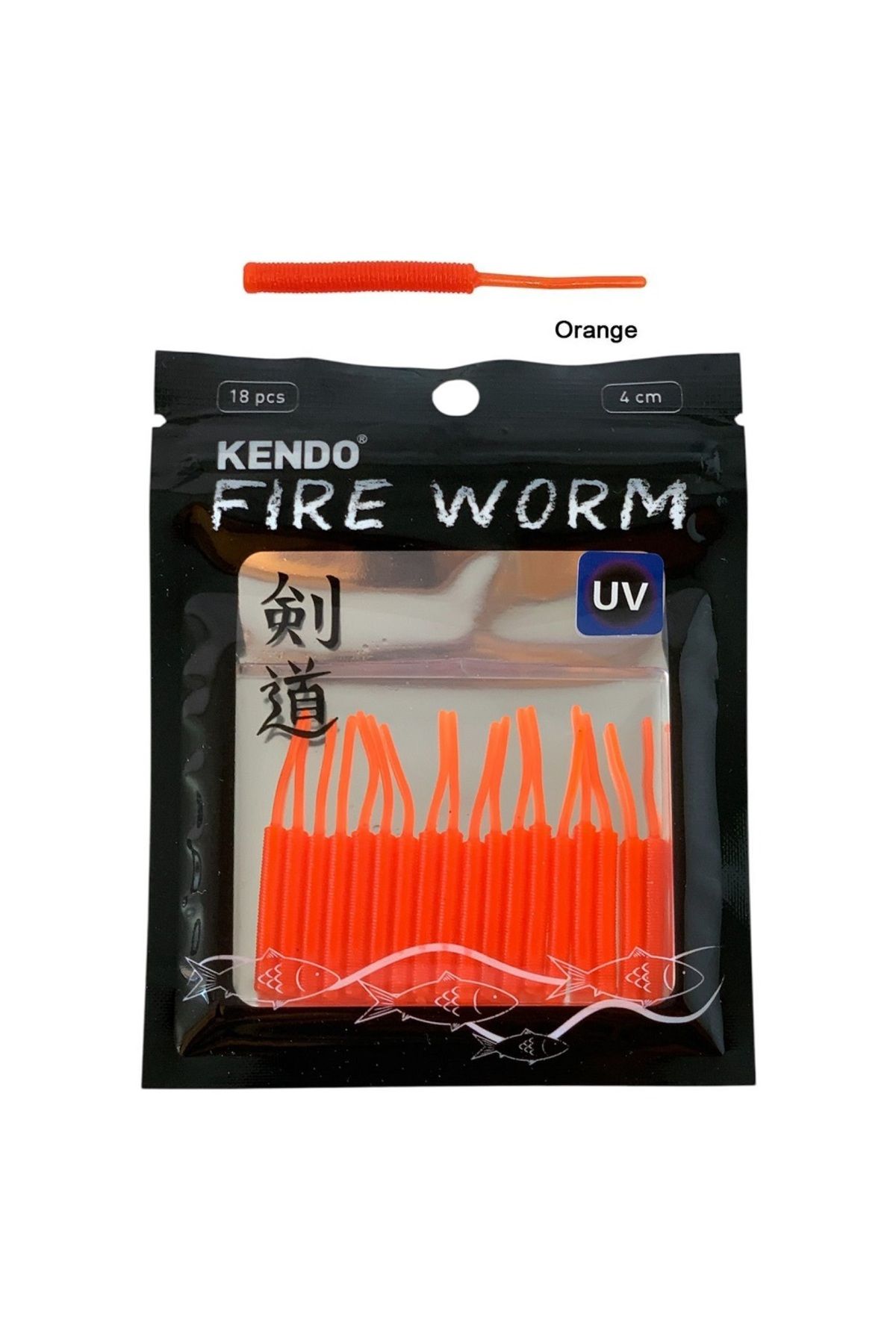 Kendo Fire Worm Lrf Silikonu 5cm (18'li Paket) Karides Kokulu Orange
