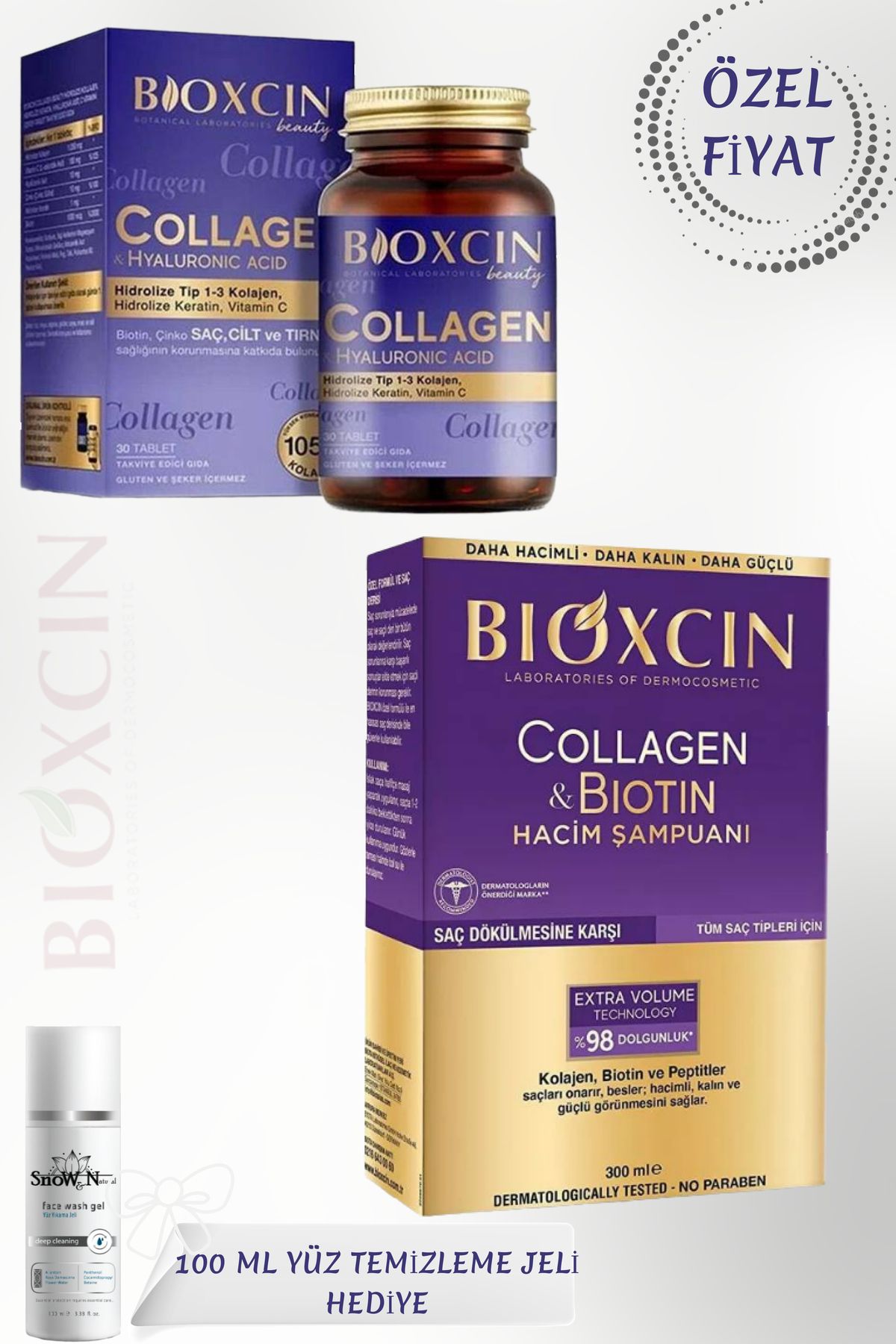 Bioxcin Hacim Şampuanı İnce Telli Saçlar 300 Ml + Collagen 30 Tablet + 100Ml Yüz Temizleme Jeli HEDİYE