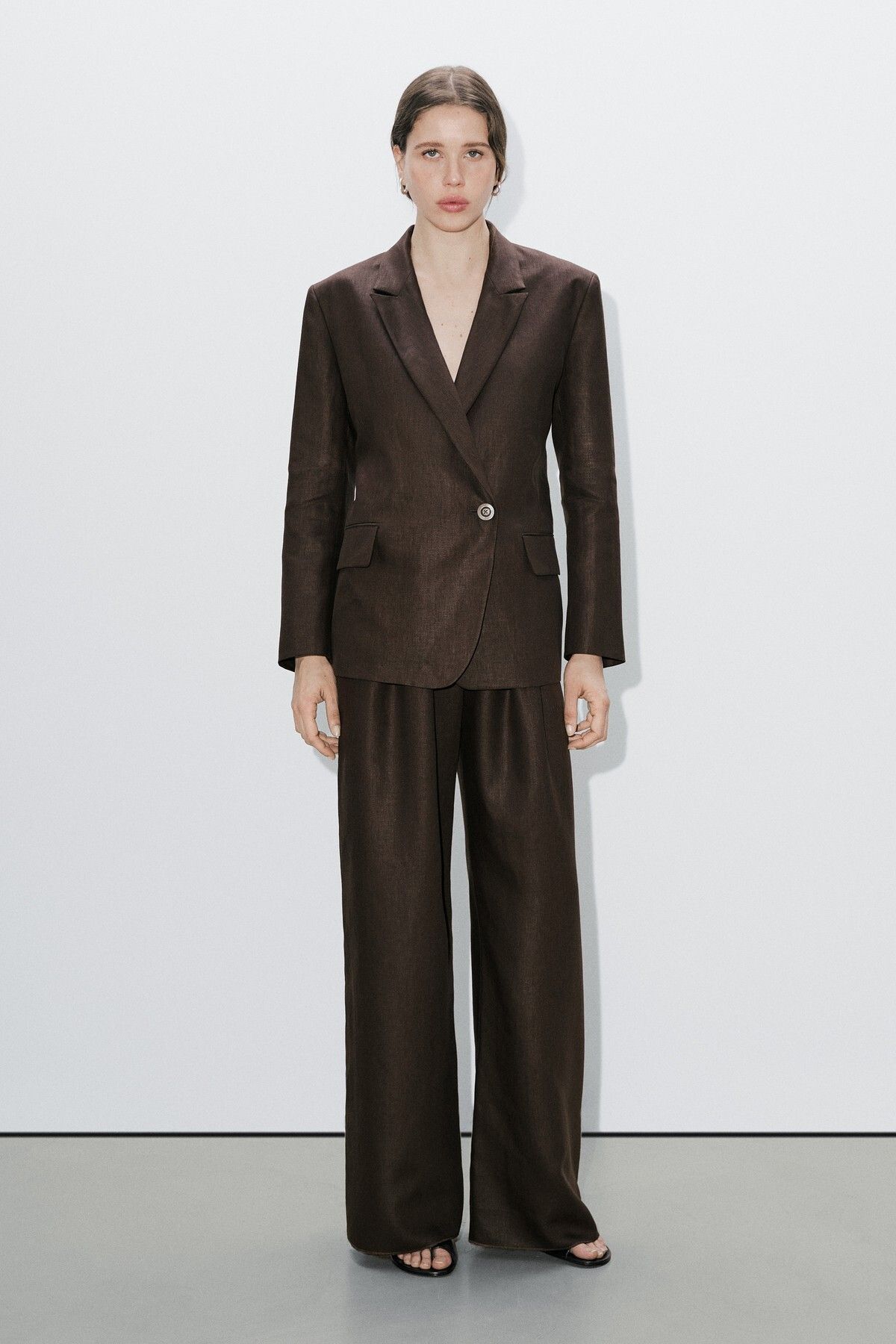 Massimo Dutti %100 keten kruvaze blazer - Studio