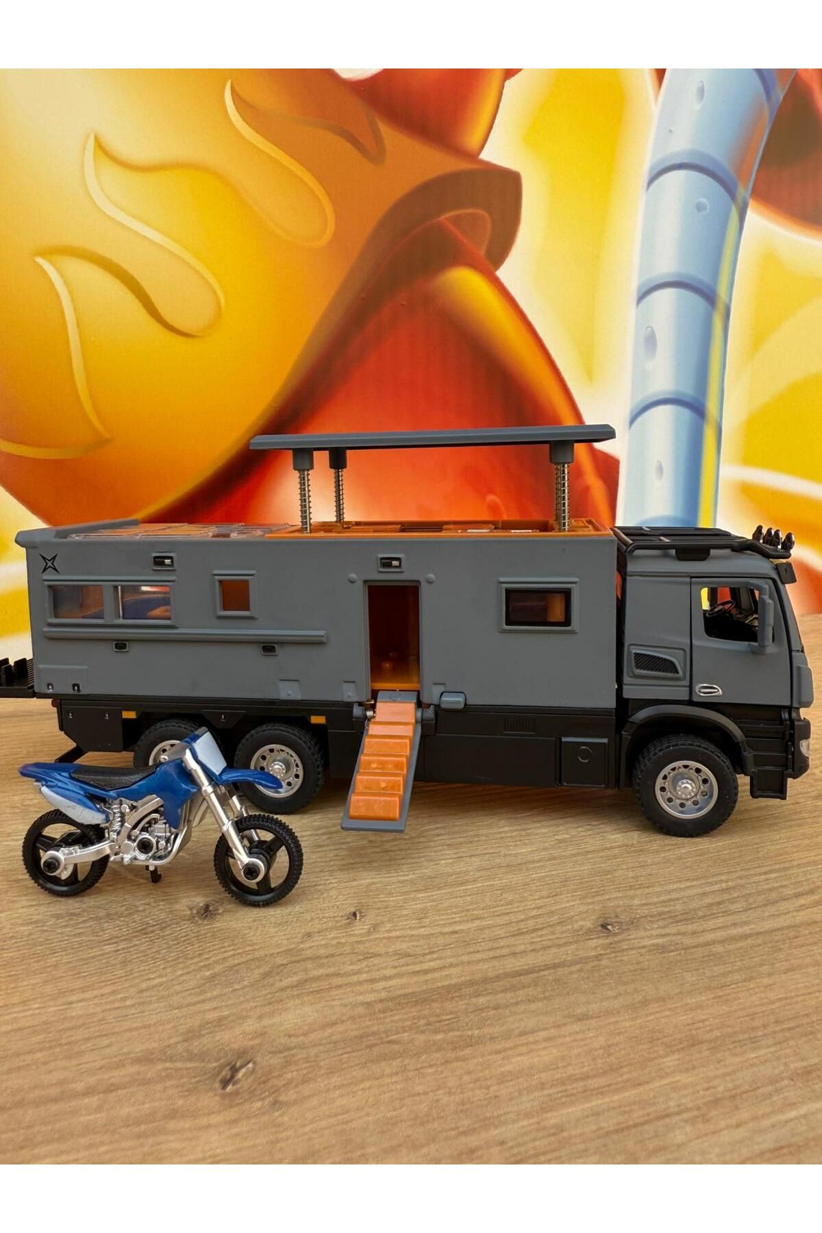 scntoys Sesli Aksesuarlı Karavan Oyun Seti Oyuncak Mercedes Model Komple Metal Motorlu Tır Kamyon Karavan