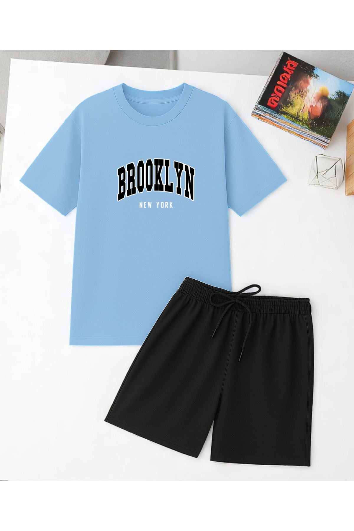 uyguntarz Unisex Brooklyn Baskılı Tasarım Şort Takım