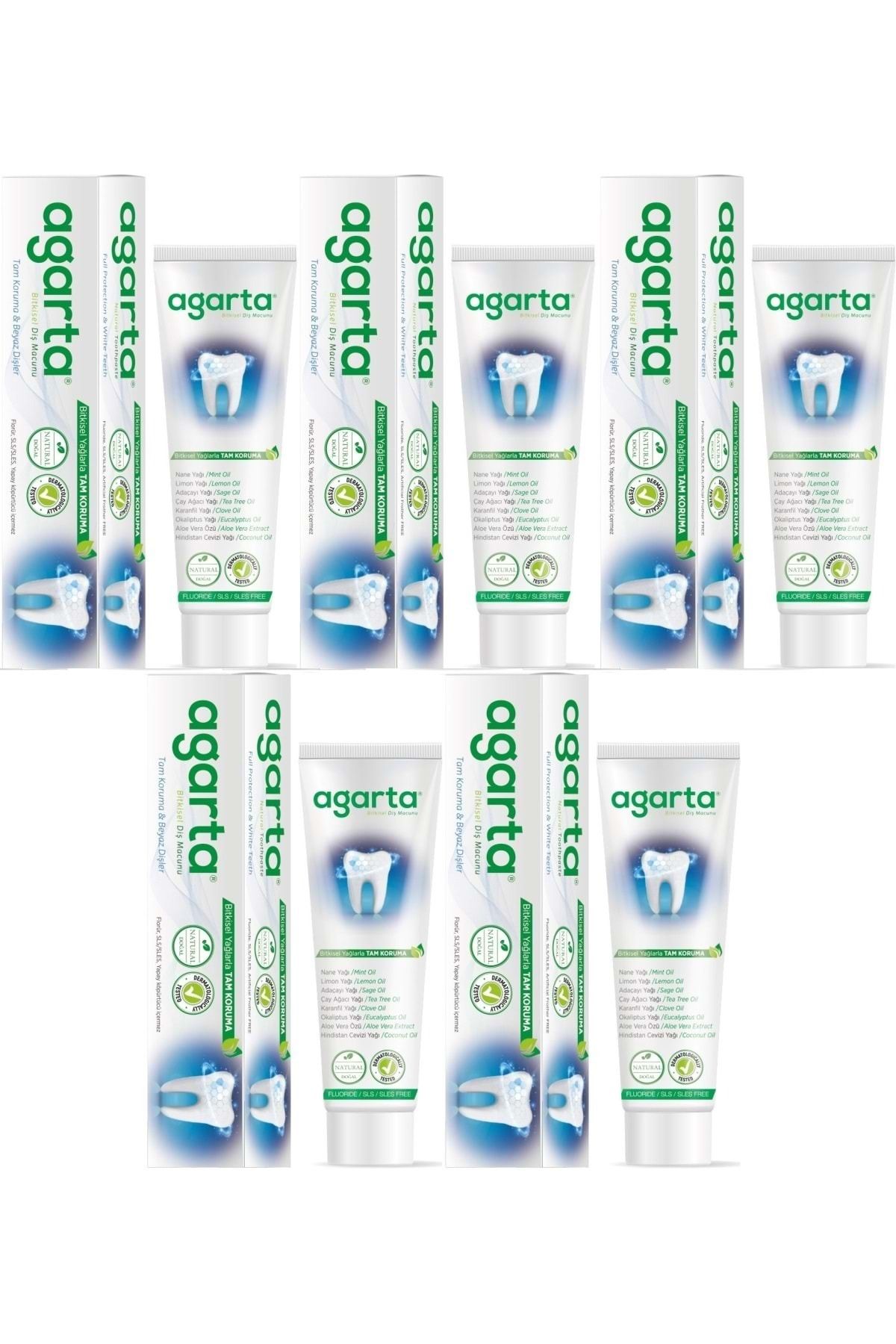 Agarta Doğal Diş Macunu 100ML Bitki Özlü (5 Li Set)