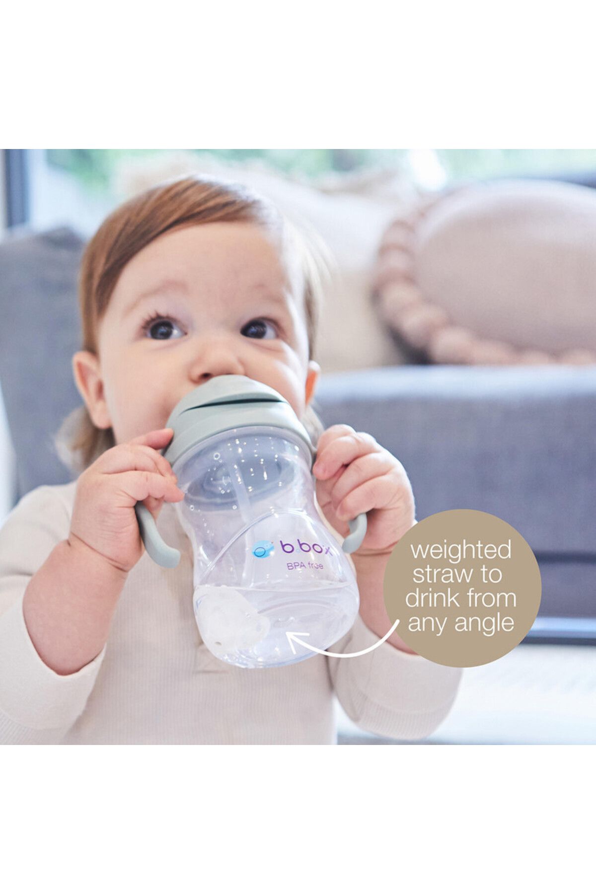 Bbox-B.Box Sippy Cup , Drink From Any Angle , Fliptop, Weighted Straw, From 6M+ , 240Ml/8 Oz (Lemon) 3