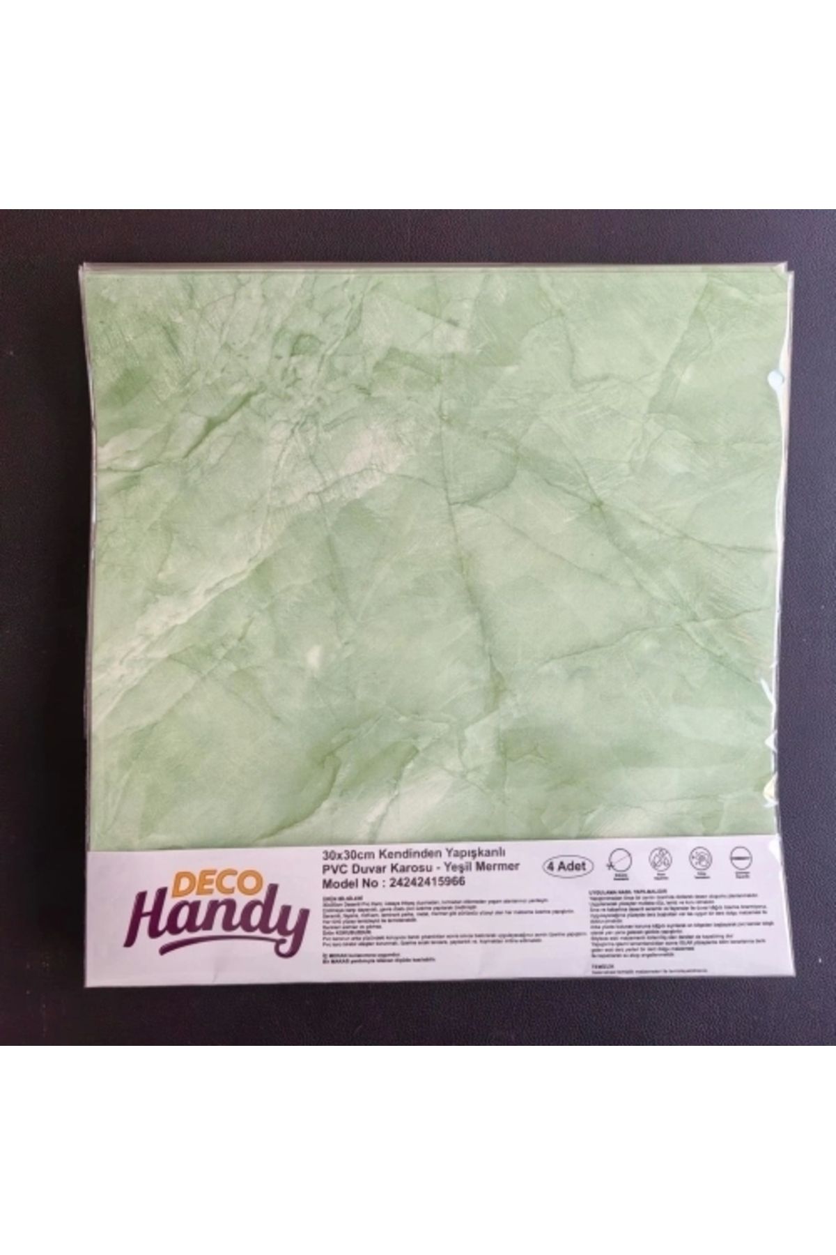 Generic Decohandy 30x30 Cm Pvc Duvar Karosu 4’lü Paket - Yeşil Mermer