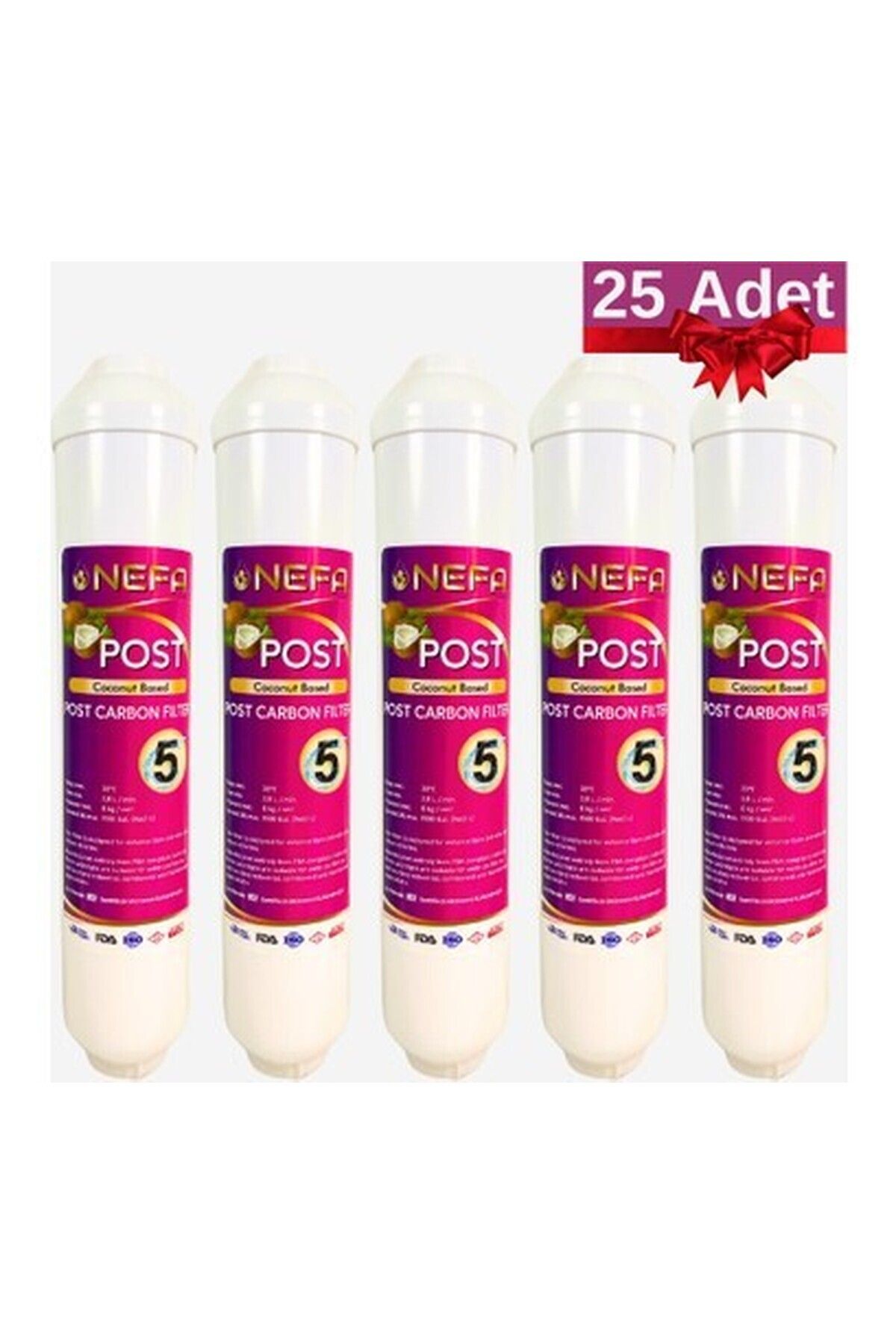 Nefa Coconut Based Post Carbon Filtre Su Arıtma (25 Adet)