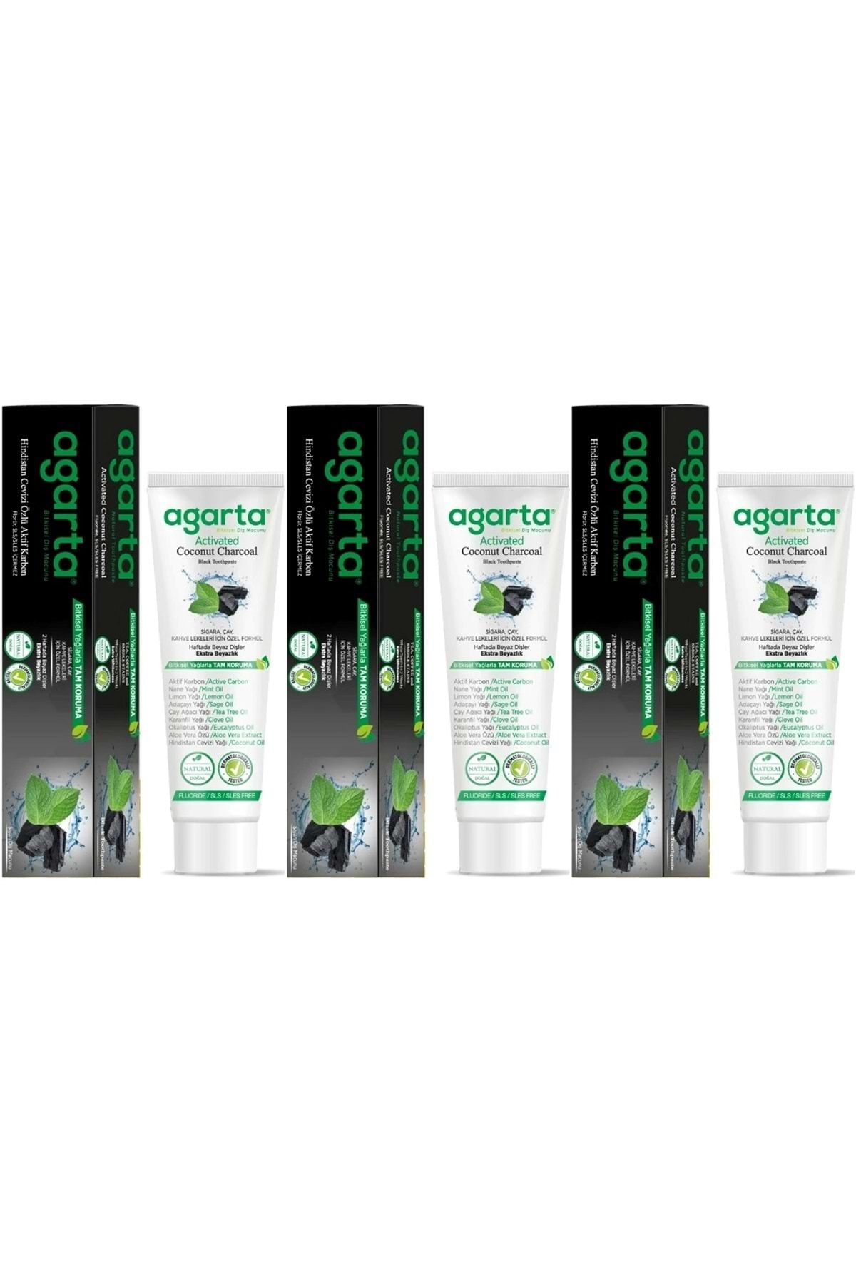 Agarta Doğal Diş Macunu 100ML Aktif Karbonlu (3 Lü Set)