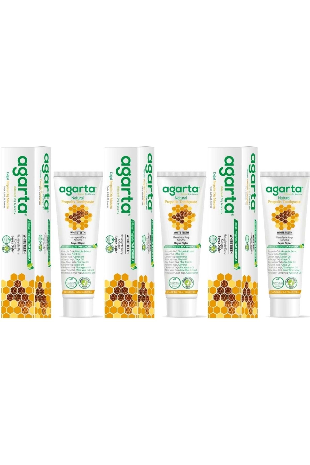 Agarta Doğal Diş Macunu 100ML Propolisli (3 Lü Set)