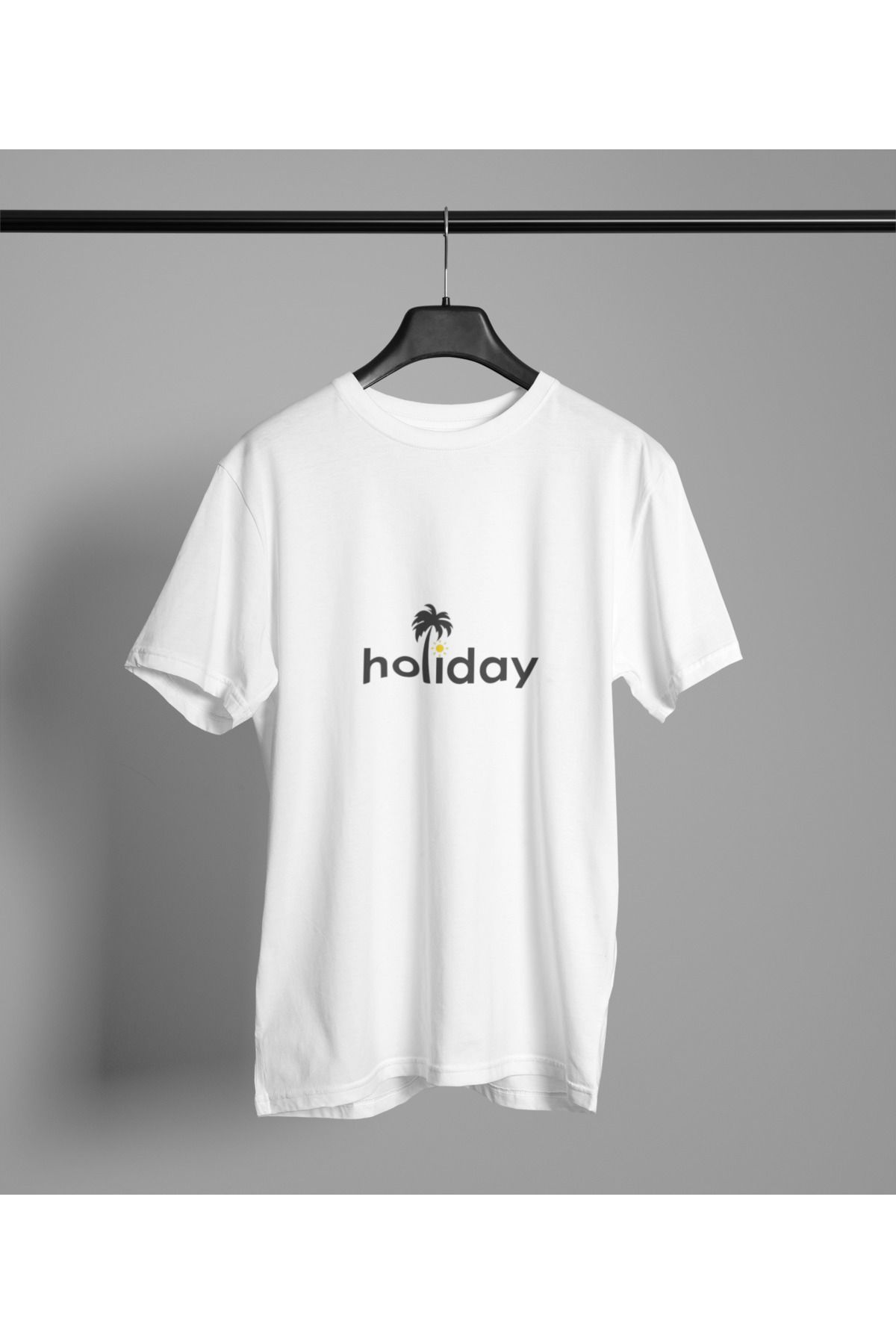MAGORS HOLIDAY BASKILI BİSİKLET YAKA PAMUKLU OVERSIZE KALIP KISA KOLLU KADIN VE ERKEK TSHIRT