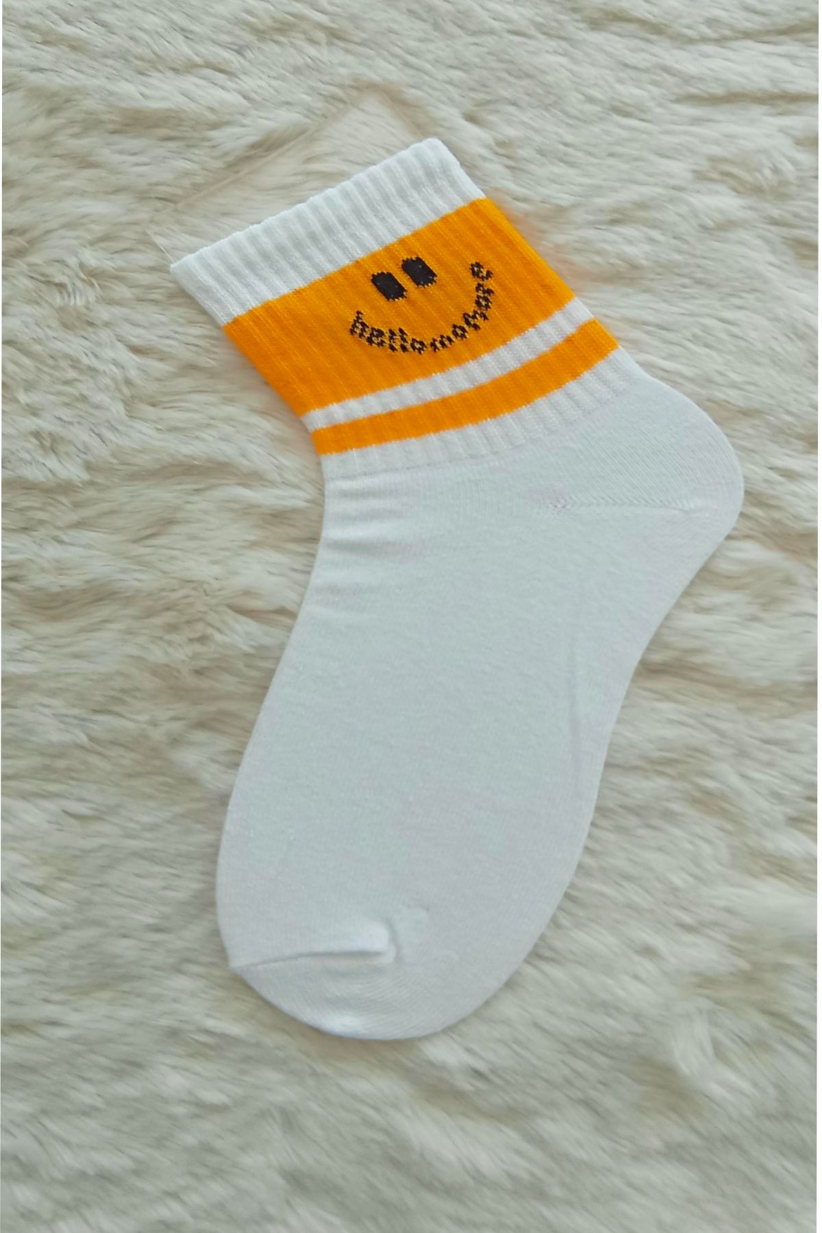 Esinti Emoji Desenli Pamuklu Soket Çorap – Kolej & Sneaker Uyumlu Erkek Kadın Unisex Çorap Tek Çift