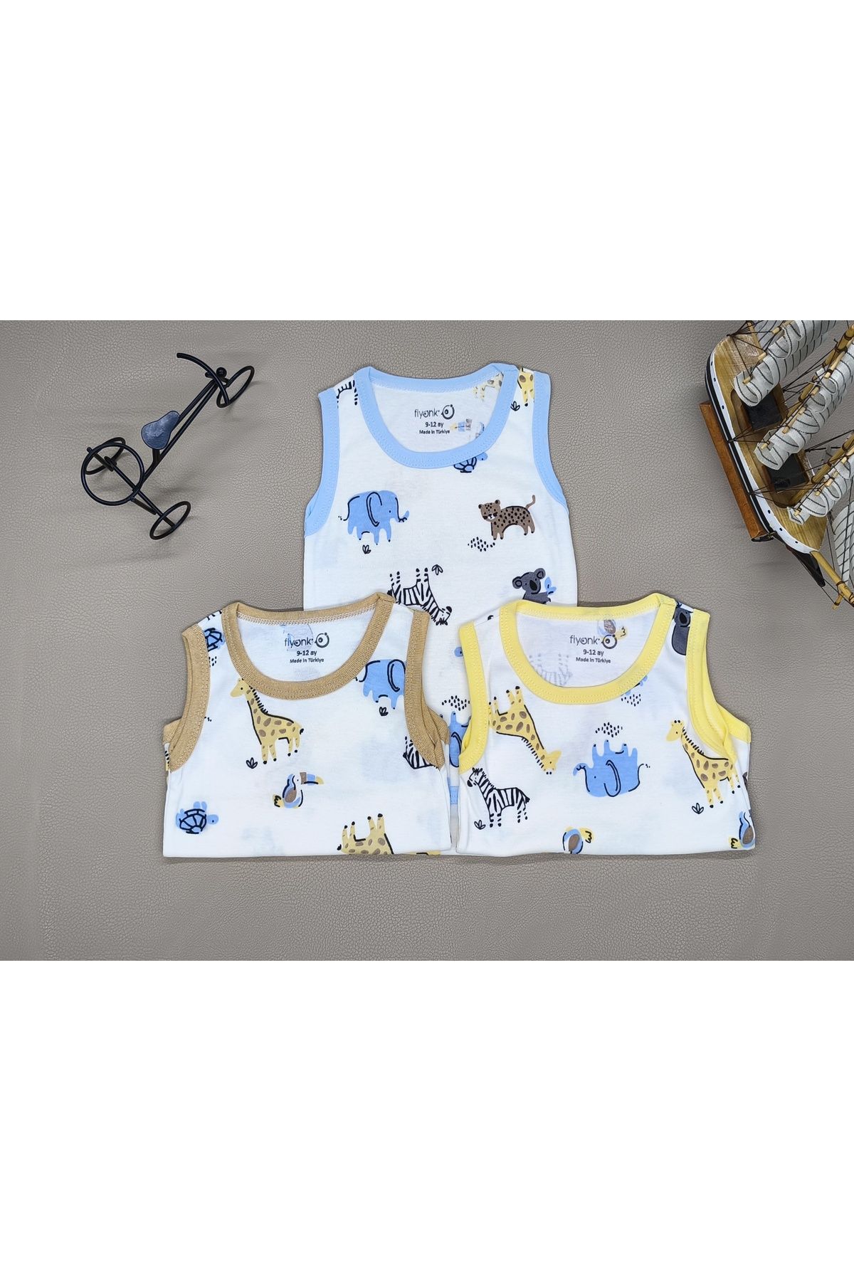 vieso 3LÜ PAMUKLU DESENLİ ERKEK BEBEK ÇITÇITLI ATLET BODY ZIBIN